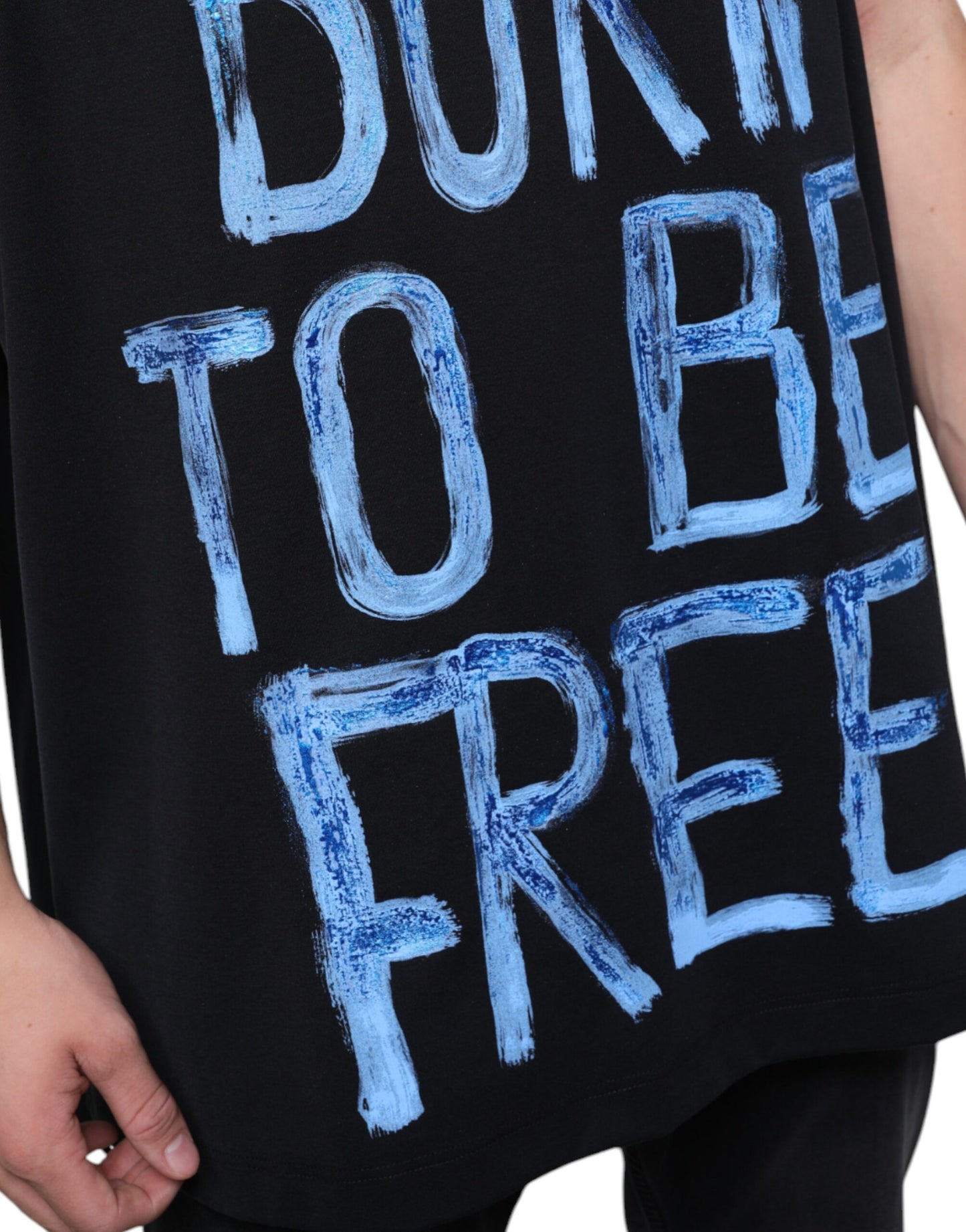 Dolce & Gabbana Black Cotton Born To Be Free Sleeveless T-shirt IT52 / XL