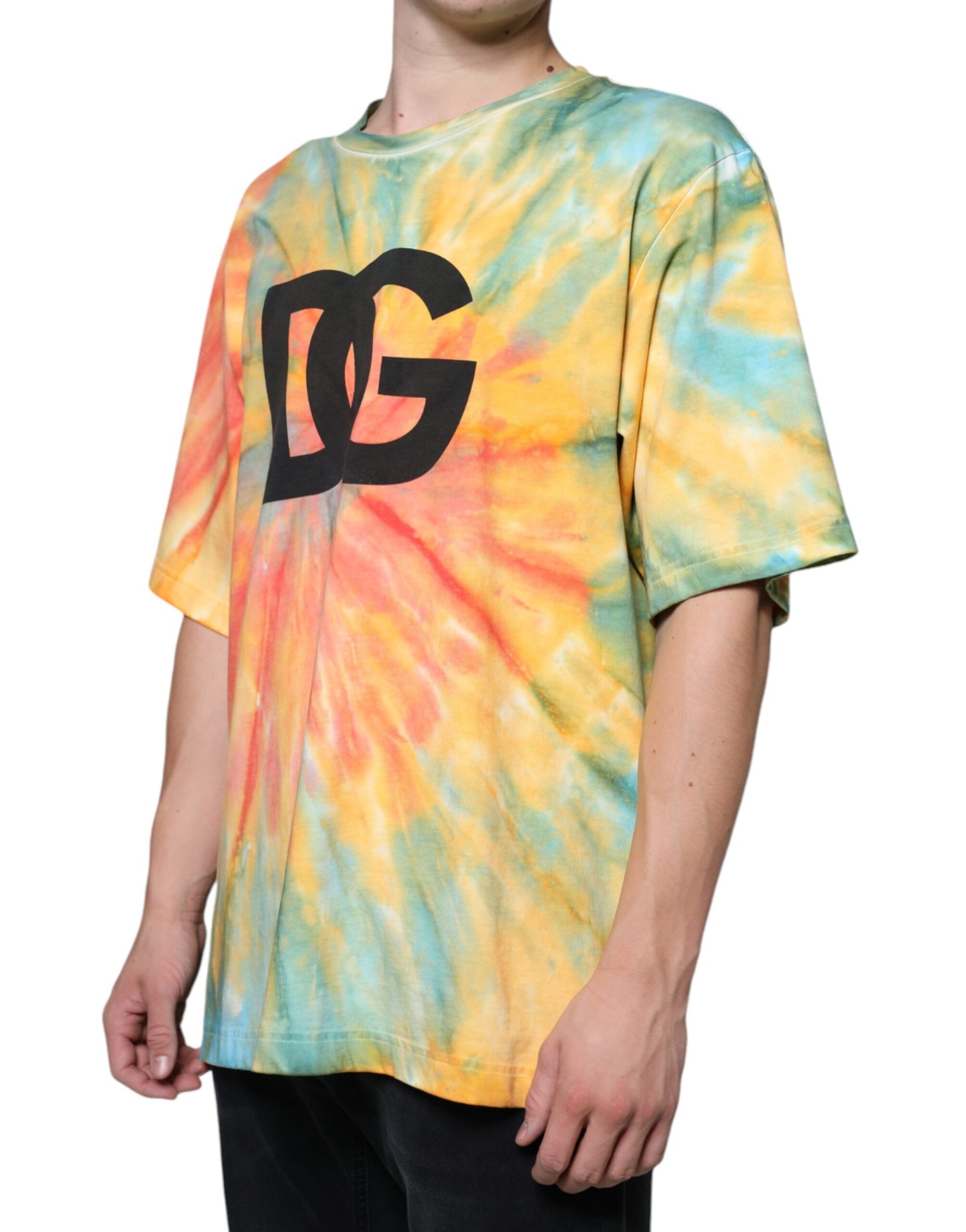 Dolce & Gabbana Multicolor Tie-Dye Logo Cotton T- SHIRT IT54 / XL