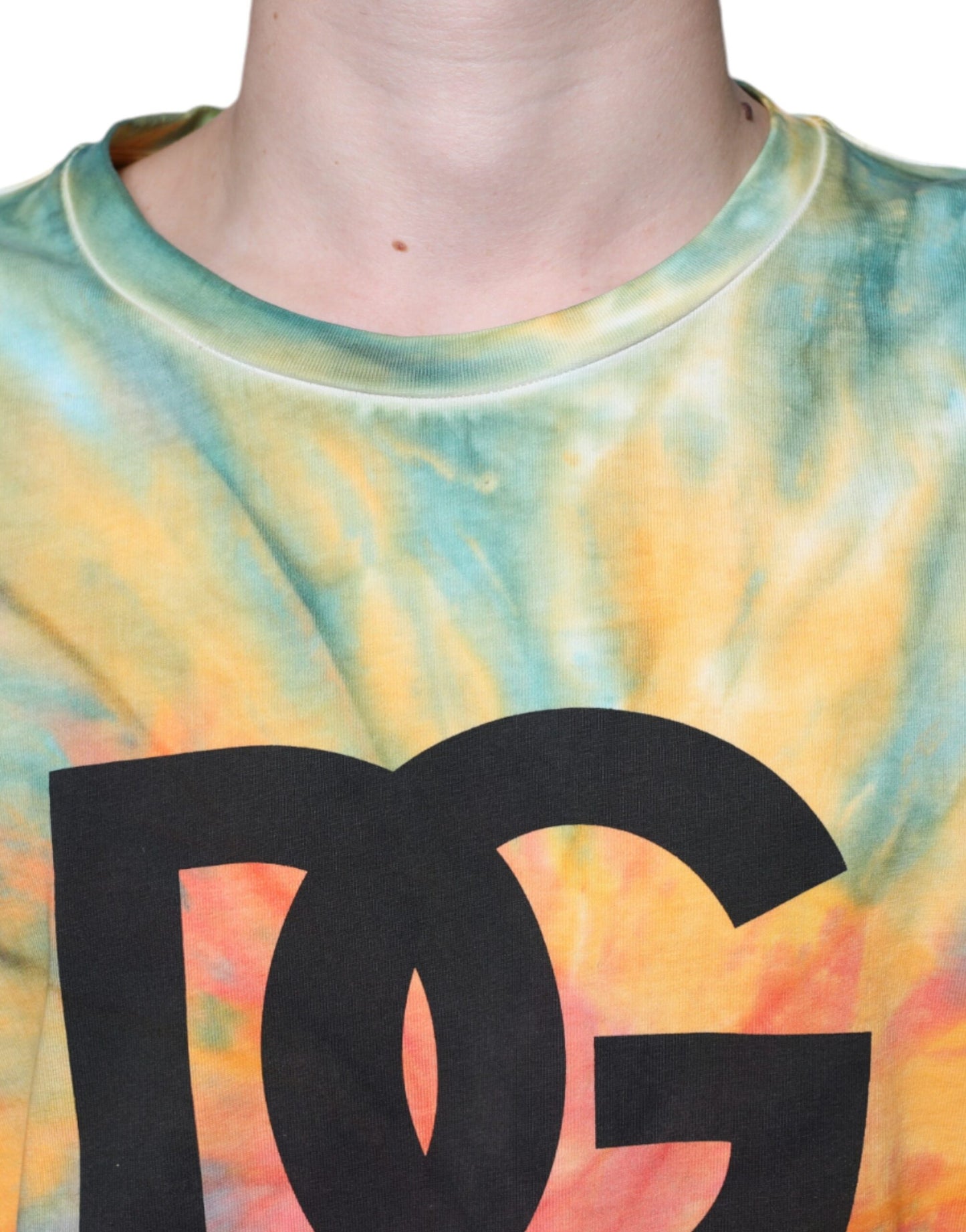 Dolce & Gabbana Multicolor Tie-Dye Logo Cotton T- SHIRT IT54 / XL