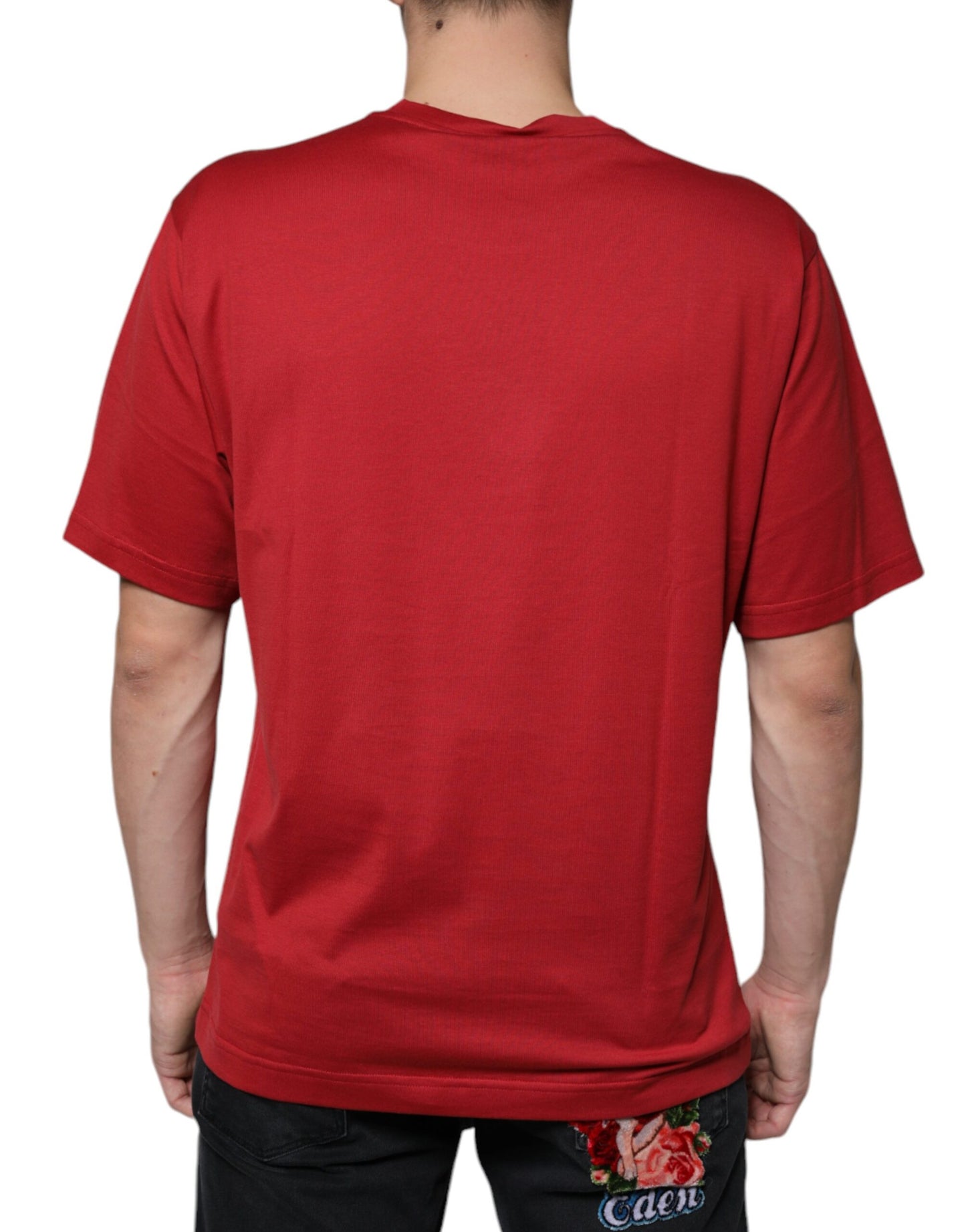 Dolce & Gabbana Red Cotton DG Logo Print Crew Neck T-shirt IT46 / S