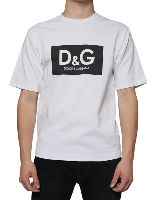 Dolce & Gabbana White Cotton DG Logo Print Casual T-shirt IT44 / XS