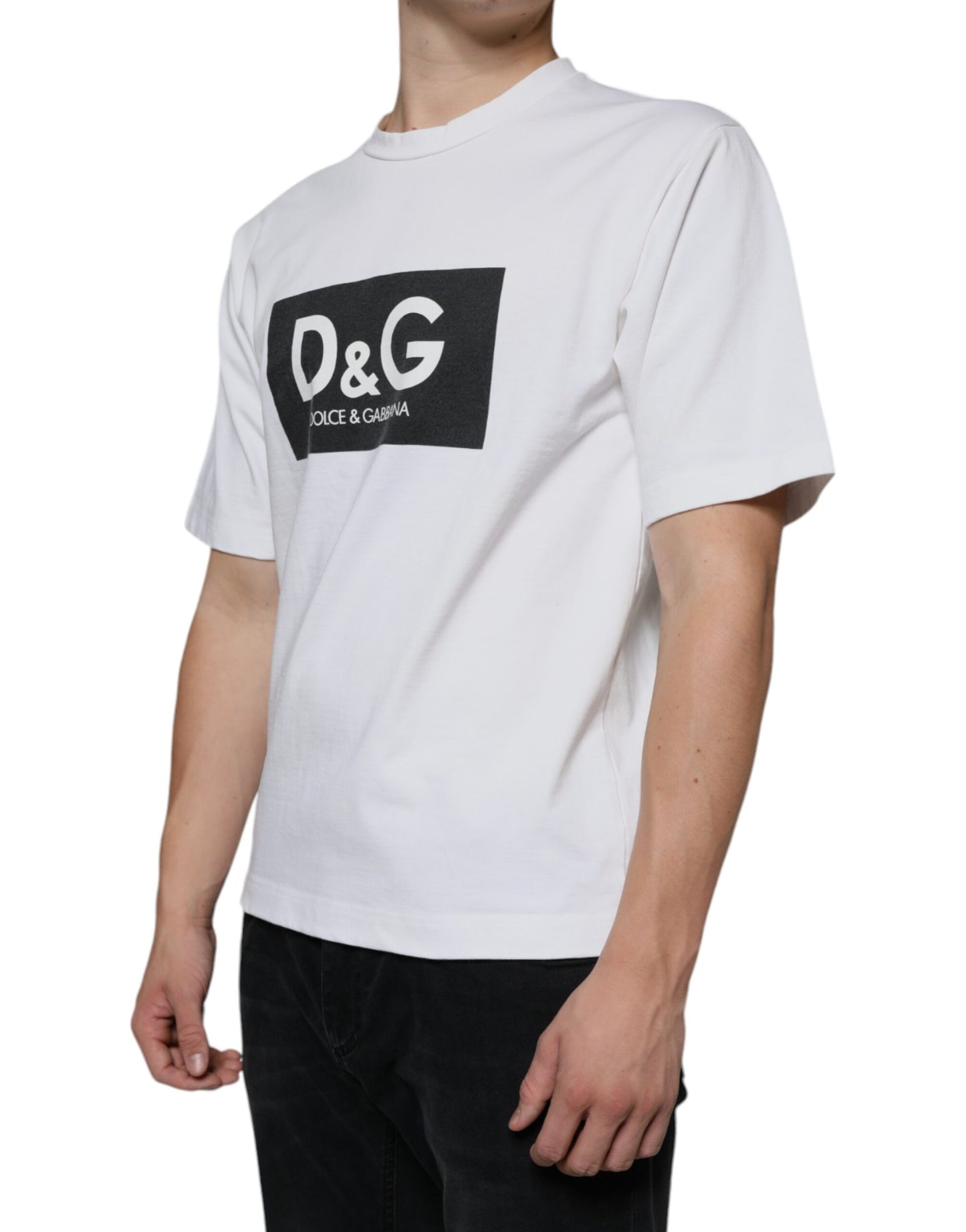 Dolce & Gabbana White Cotton DG Logo Print Casual T-shirt IT44 / XS