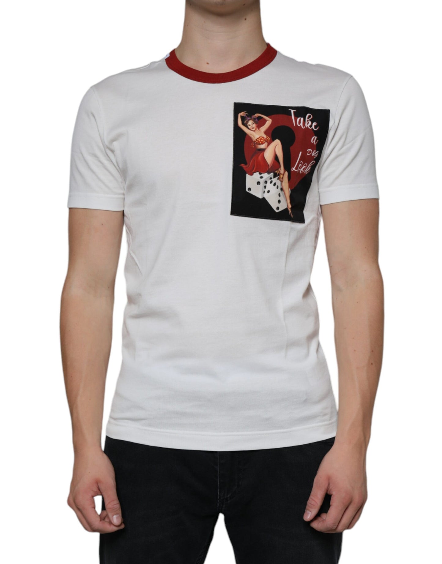 Dolce & Gabbana White Graphic Print Cotton Crew Neck T-shirt IT44 / XS