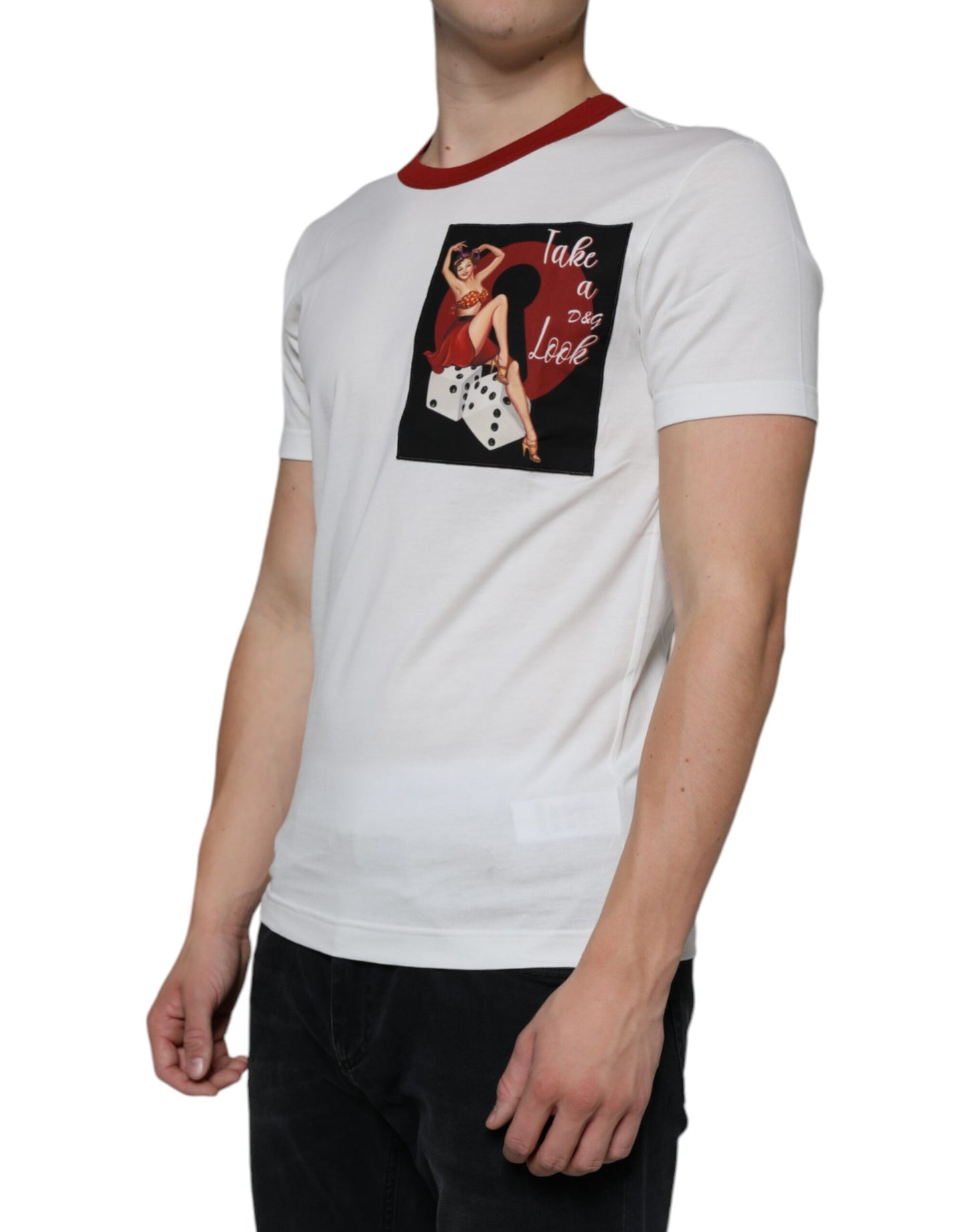 Dolce & Gabbana White Graphic Print Cotton Crew Neck T-shirt IT44 / XS