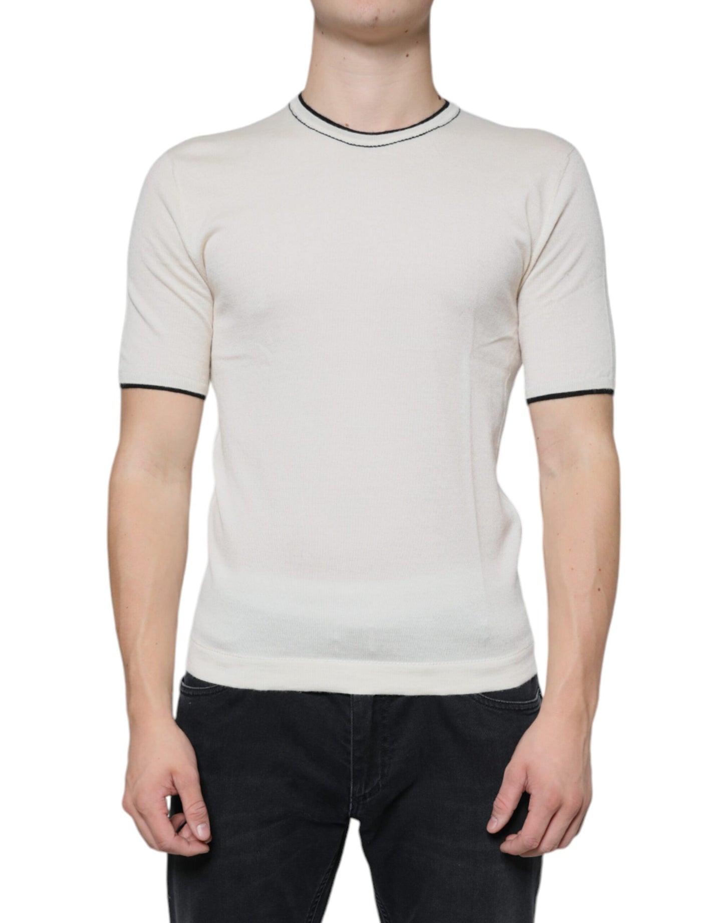 Dolce & Gabbana Off White Cashmere Short Sleeves T-shirt IT44 / XS