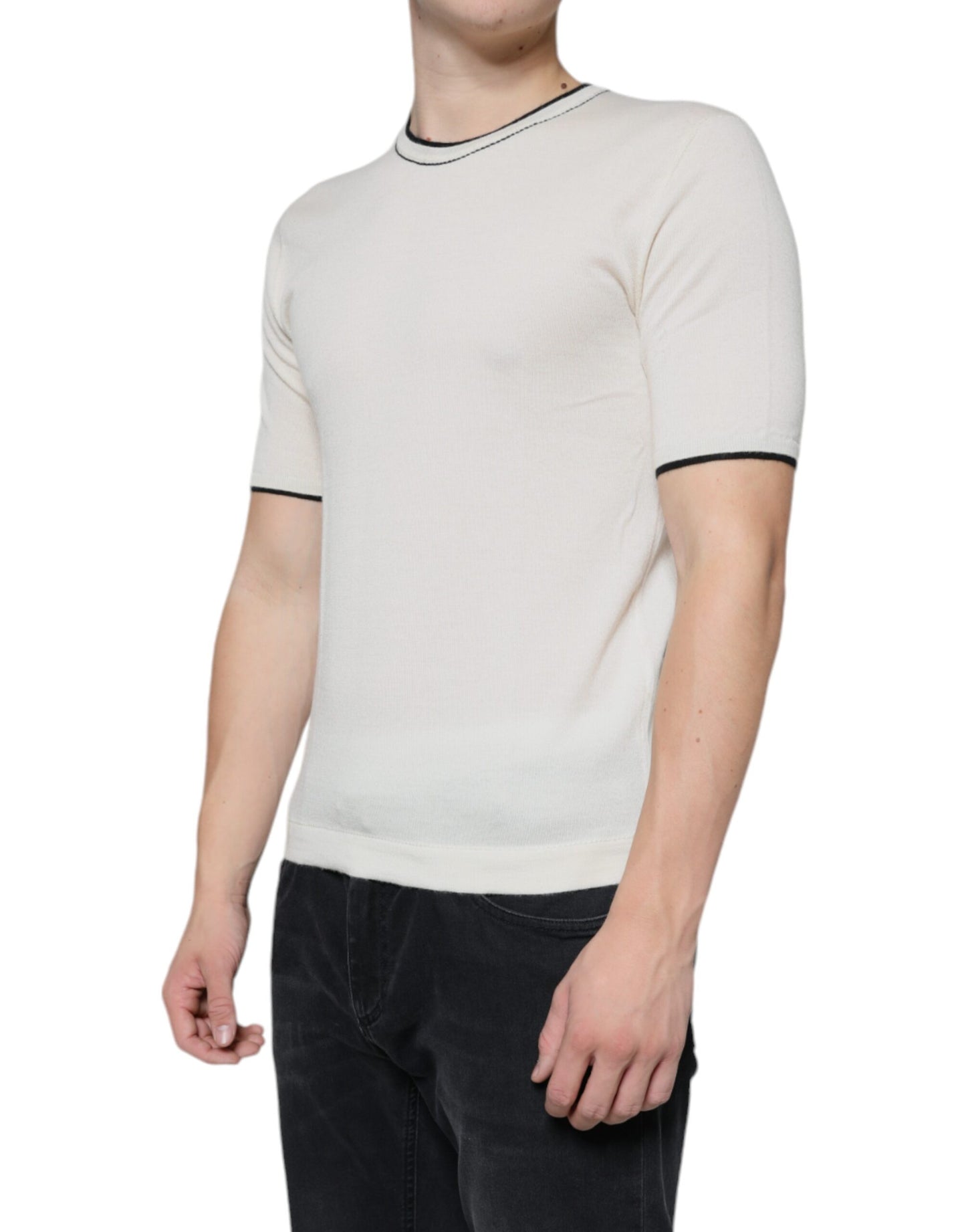 Dolce & Gabbana Off White Cashmere Short Sleeves T-shirt IT44 / XS