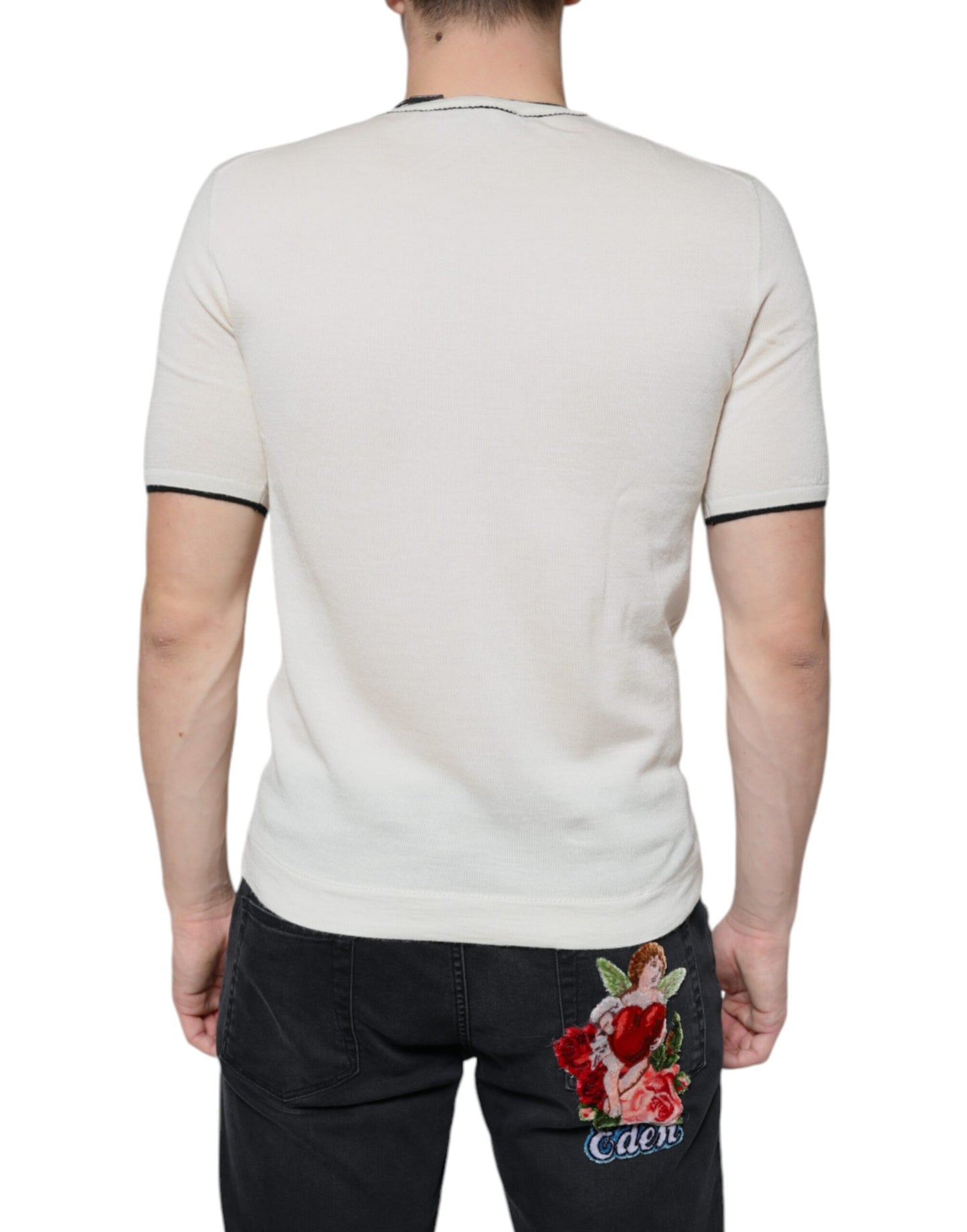 Dolce & Gabbana Off White Cashmere Short Sleeves T-shirt IT44 / XS