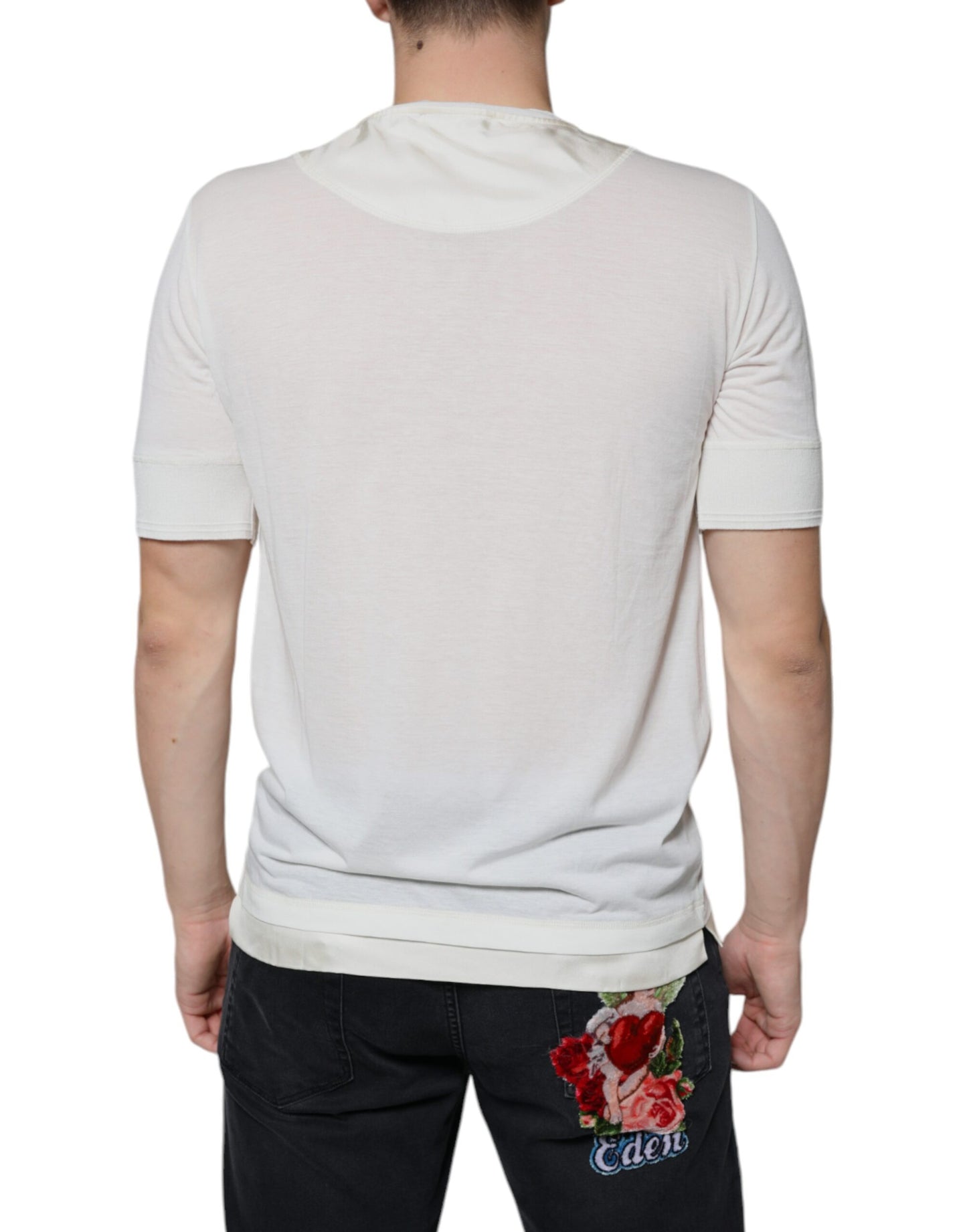 Dolce & Gabbana Off White Cotton Short Sleeves T-shirt IT44 / XS