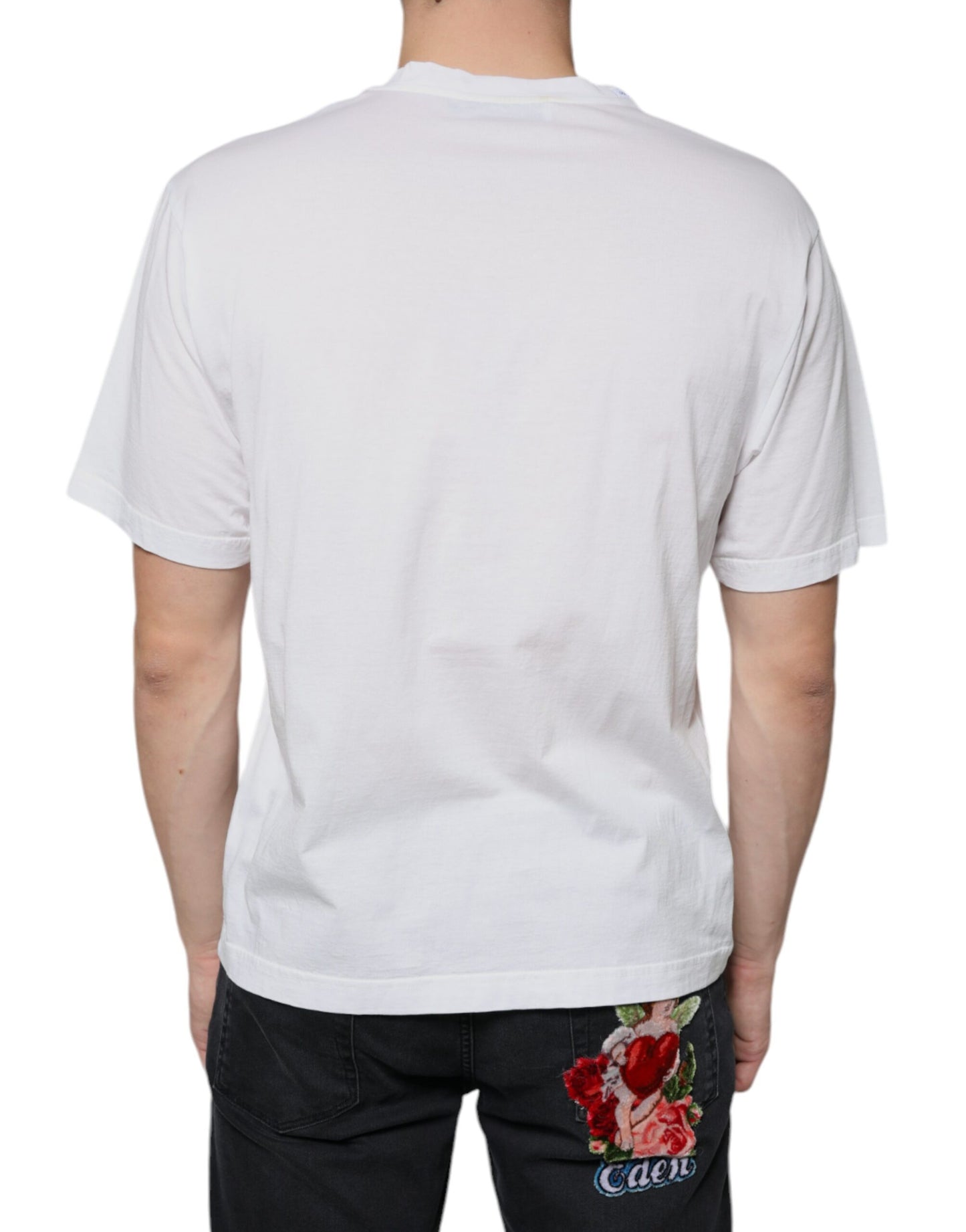 Dolce & Gabbana White Cotton DG Logo Print Casual T-shirt IT46 / S