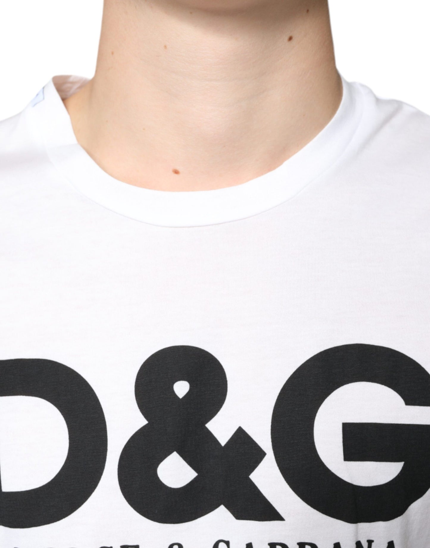 Dolce & Gabbana White Cotton DG Logo Print Casual T-shirt IT46 / S