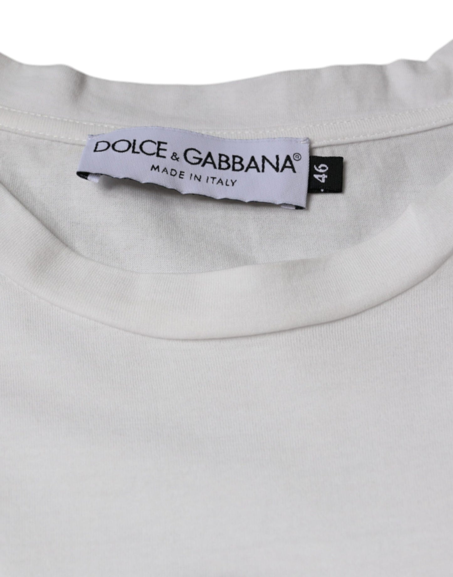 Dolce & Gabbana White Cotton DG Logo Print Casual T-shirt IT46 / S