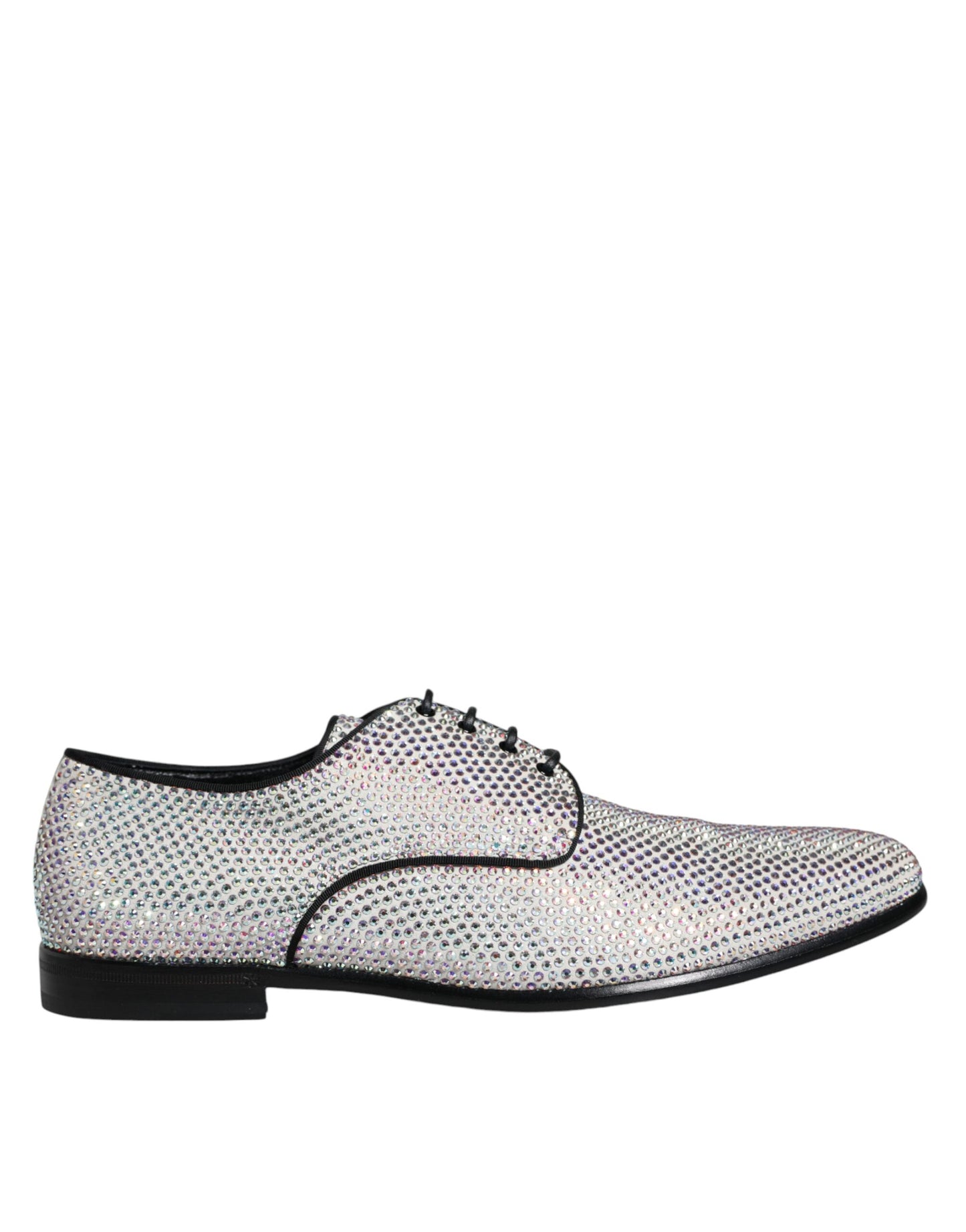 Dolce & Gabbana Silver Leather Rhinestones Derby Dress Shoes EU44 / US11