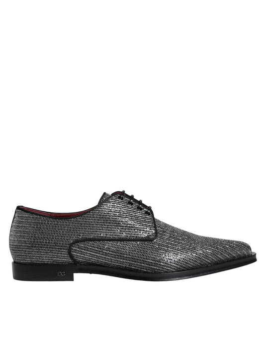 Dolce & Gabbana Silver Polyurethane Derby Formal Dress Shoes EU43 / US10