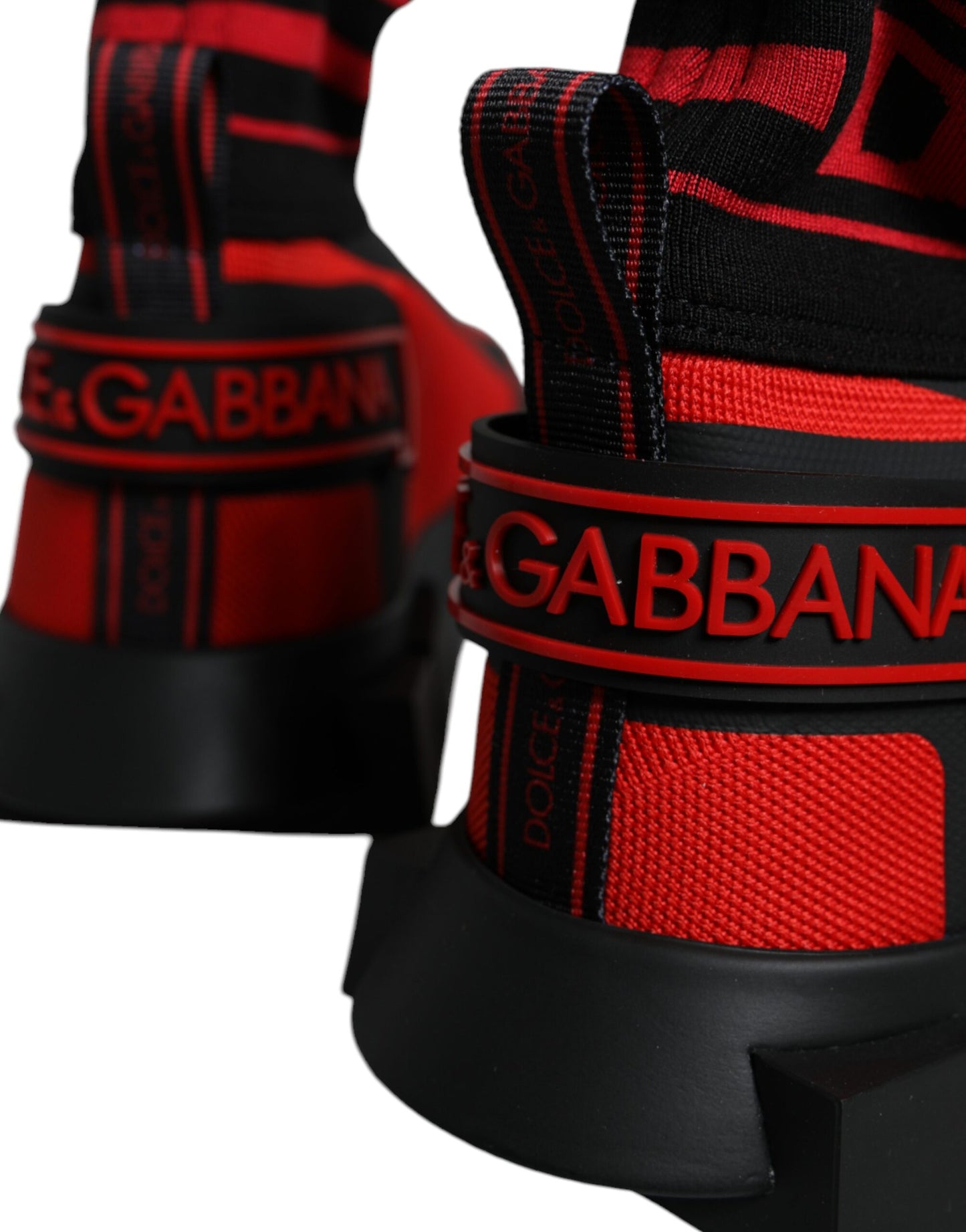 Dolce & Gabbana Red Black Fabric High Top Sorrento Sneakers Shoes EU40 / US7