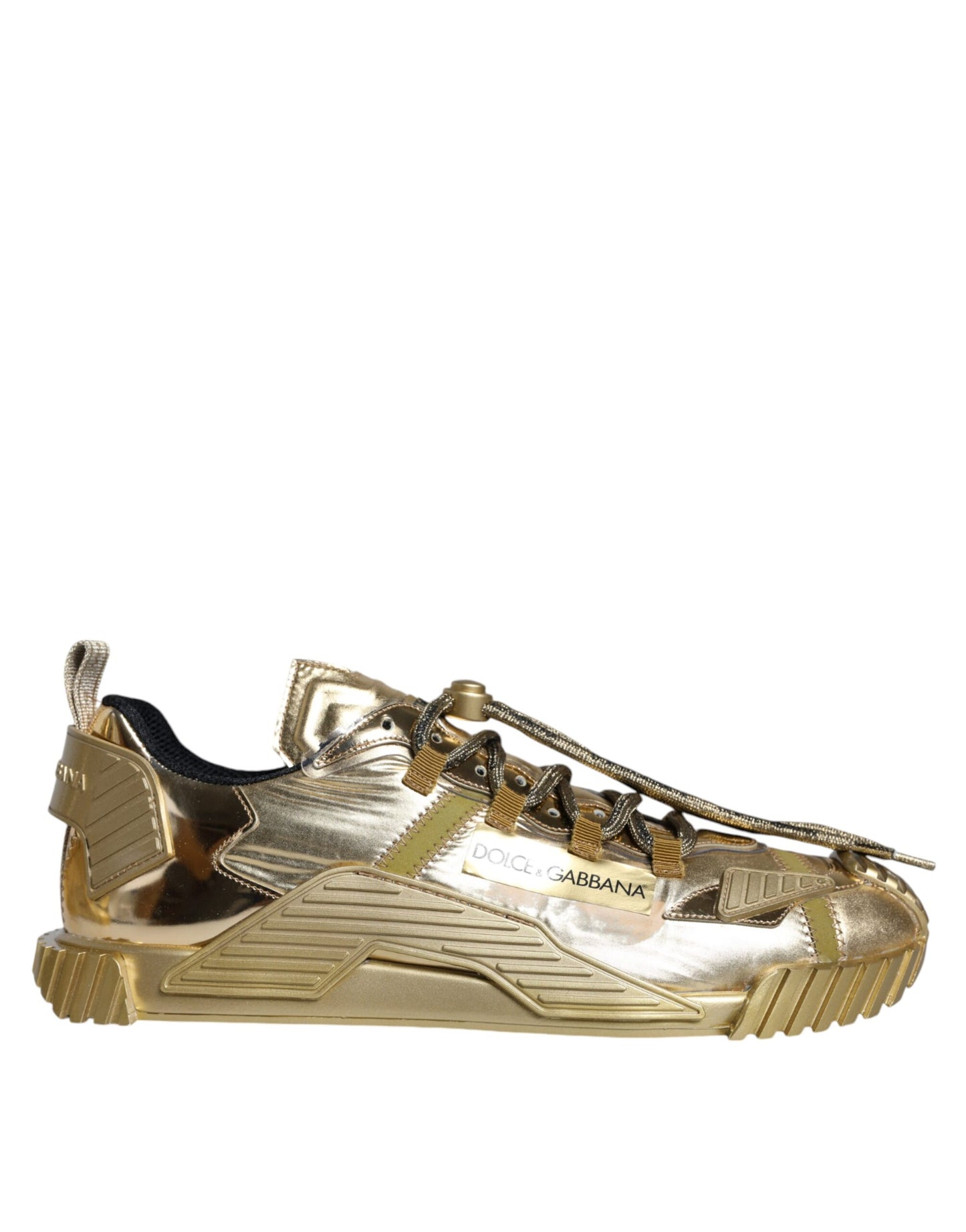 Dolce & Gabbana Gold Stretch Lace Up NS1 Sneakers Shoes EU45 / US12