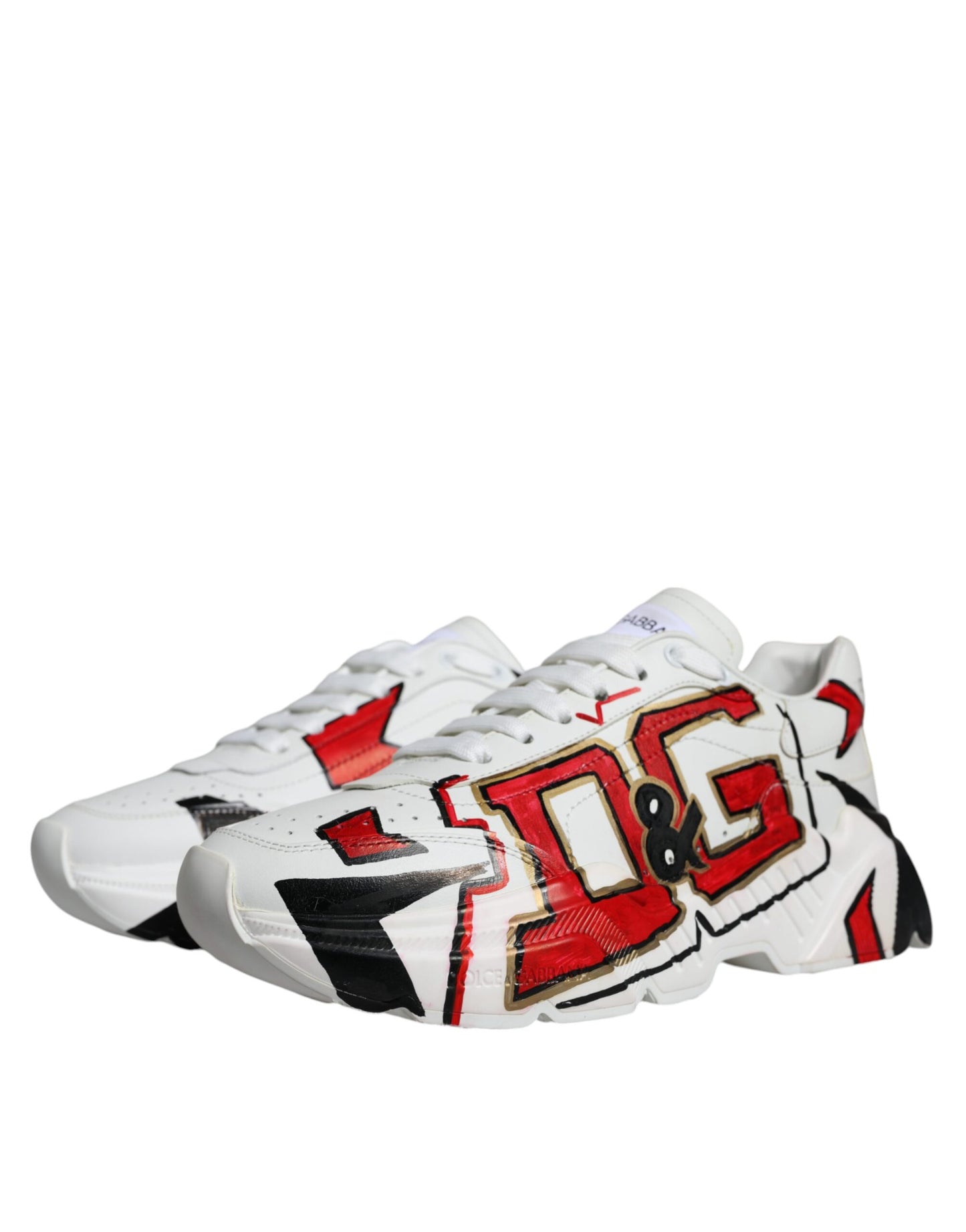 Dolce & Gabbana White Daymaster Hand Painted Sneakers Shoes EU40 / US7