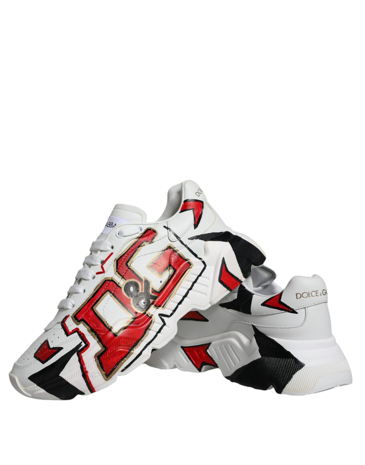 Dolce & Gabbana White Daymaster Hand Painted Sneakers Shoes EU40 / US7