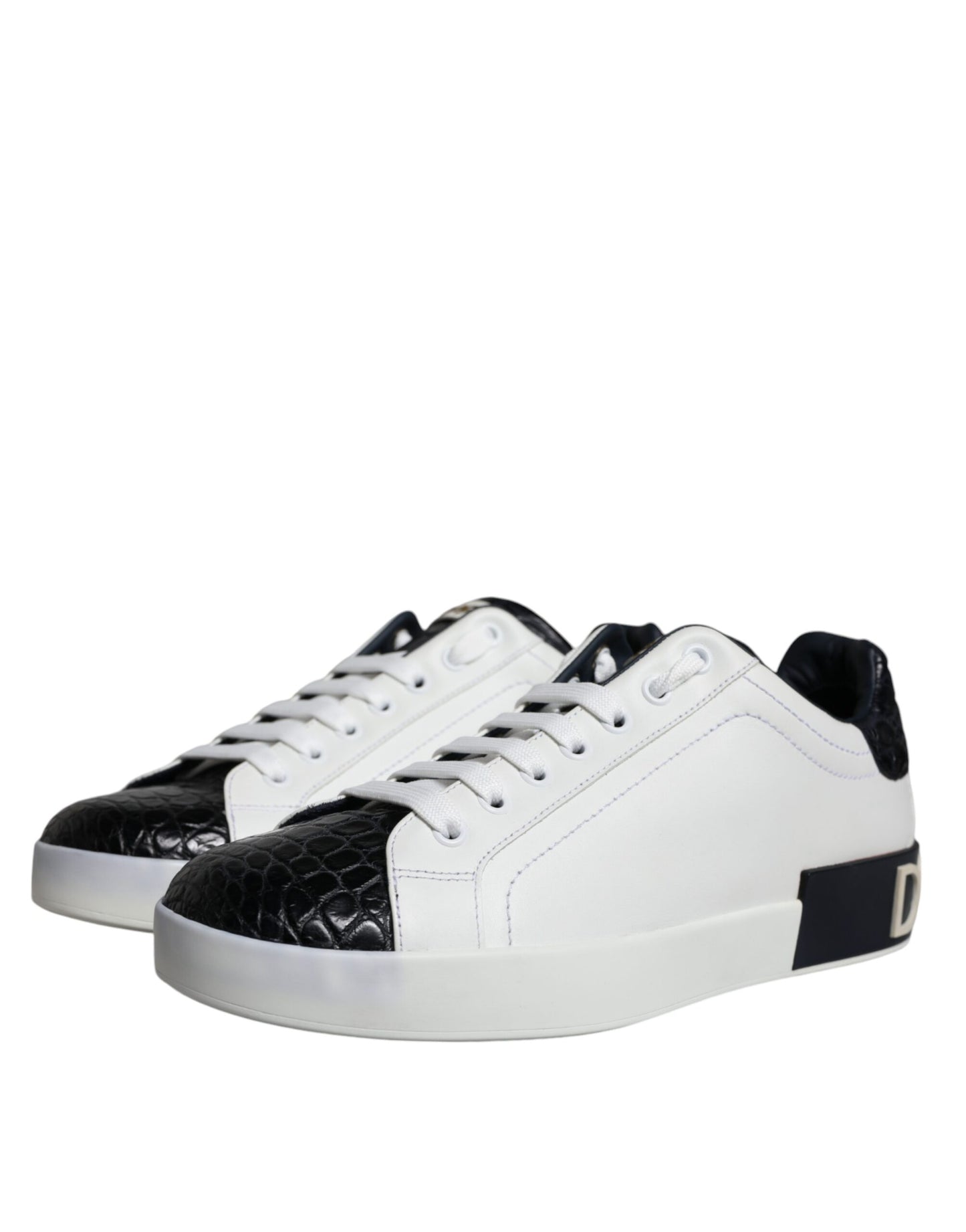 Dolce & Gabbana Black Leather Logo Portofino Sneaker Shoes EU39 / US6