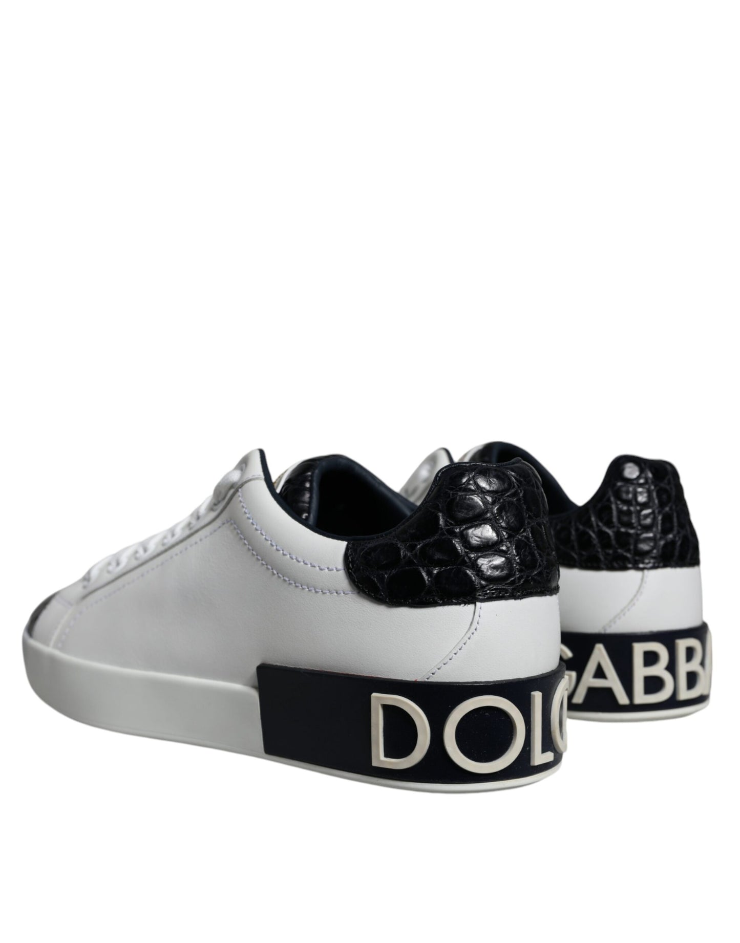 Dolce & Gabbana Black Leather Logo Portofino Sneaker Shoes EU39 / US6