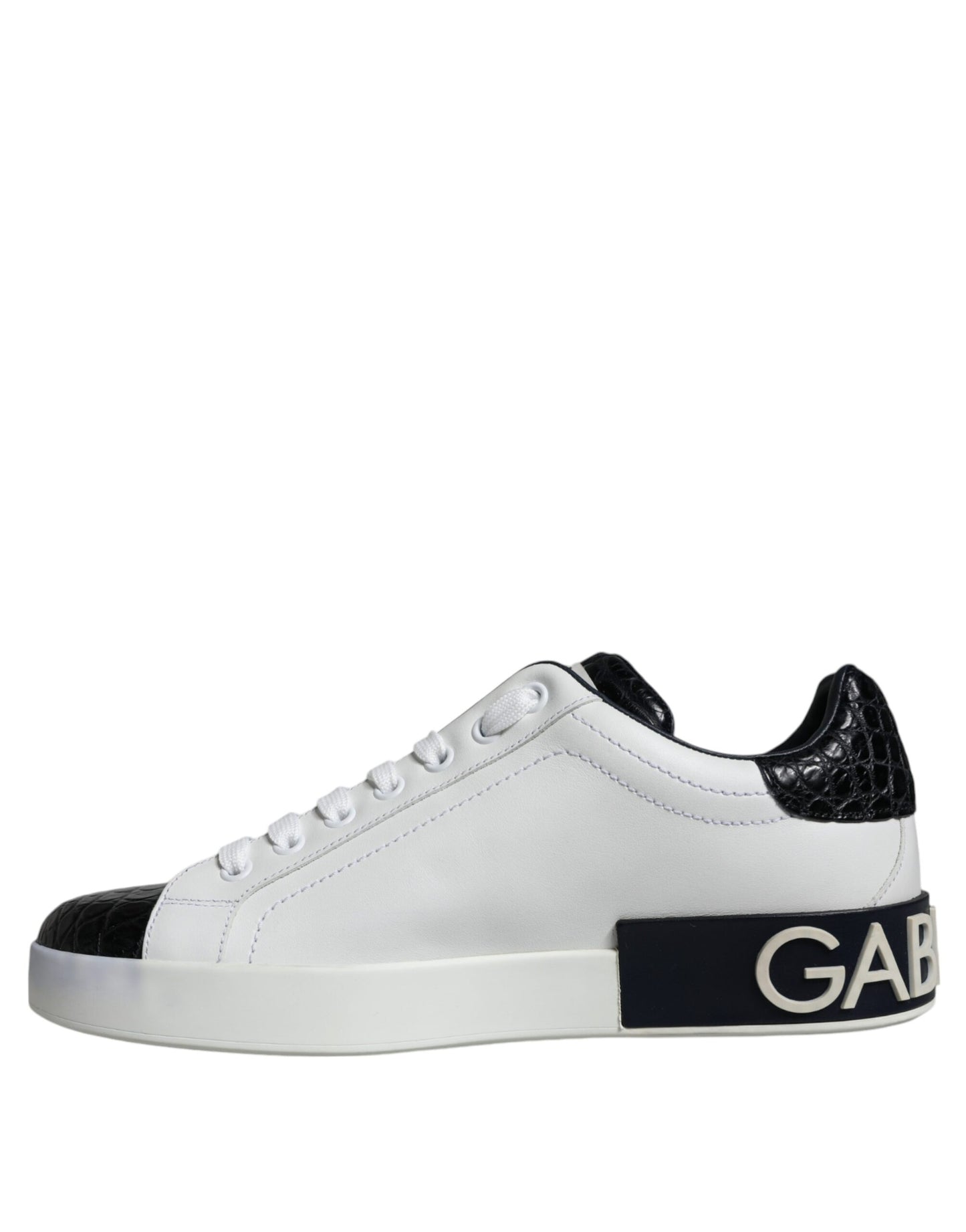 Dolce & Gabbana Black Leather Logo Portofino Sneaker Shoes EU39 / US6