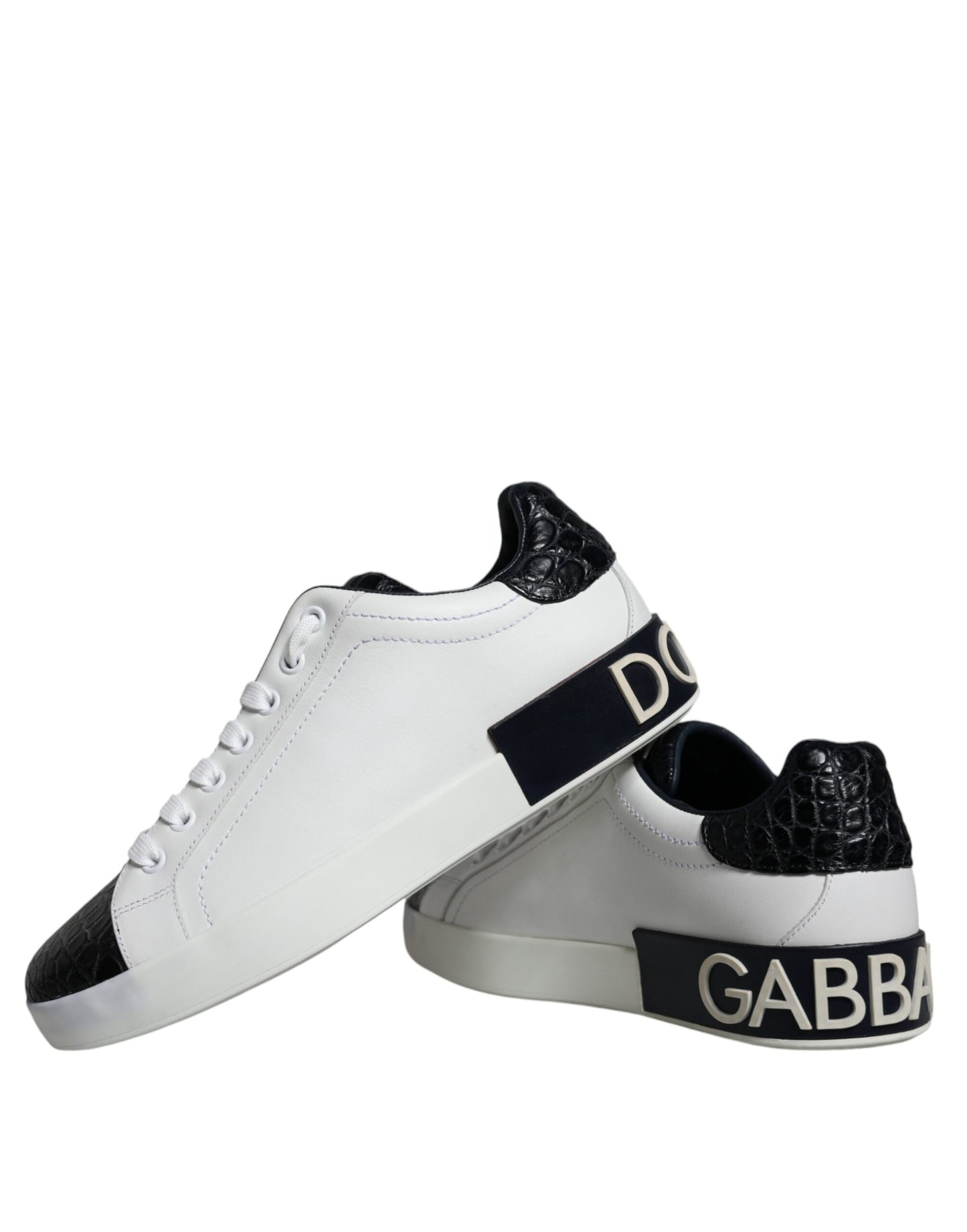 Dolce & Gabbana Black Leather Logo Portofino Sneaker Shoes EU39 / US6