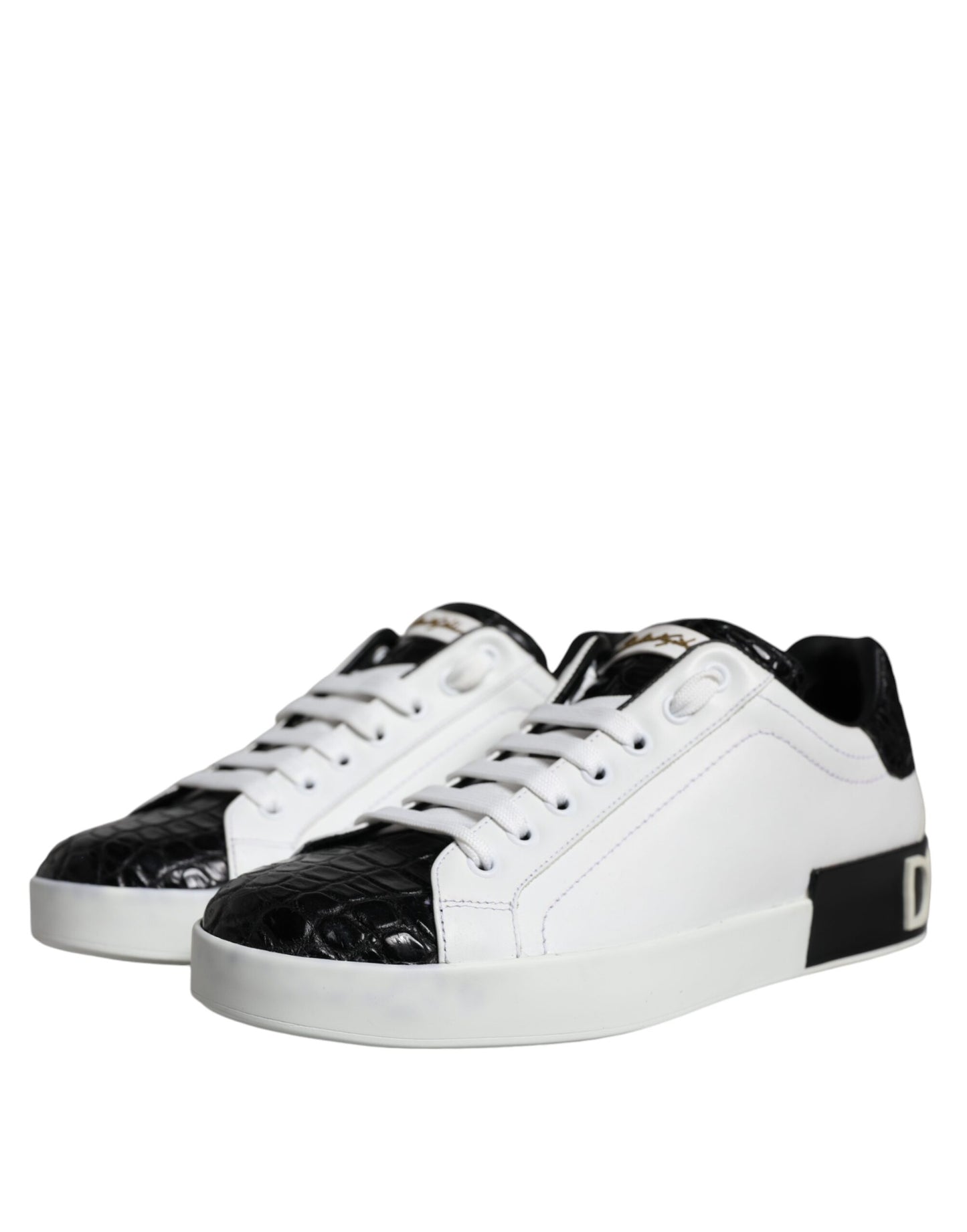 Dolce & Gabbana Black Leather Logo Portofino Sneaker Shoes EU39 / US6