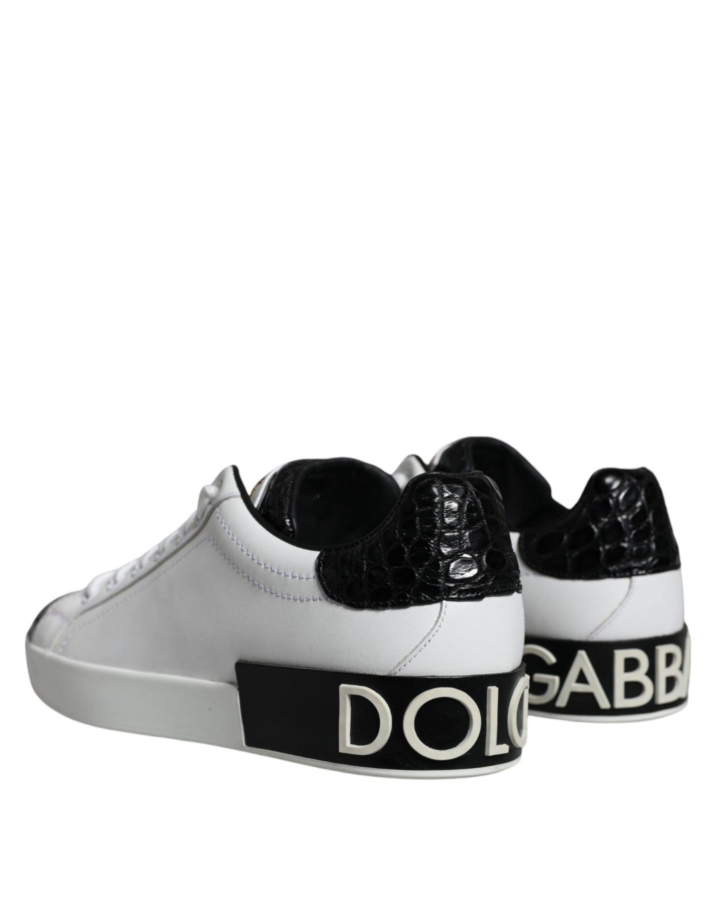 Dolce & Gabbana Black Leather Logo Portofino Sneaker Shoes EU39 / US6