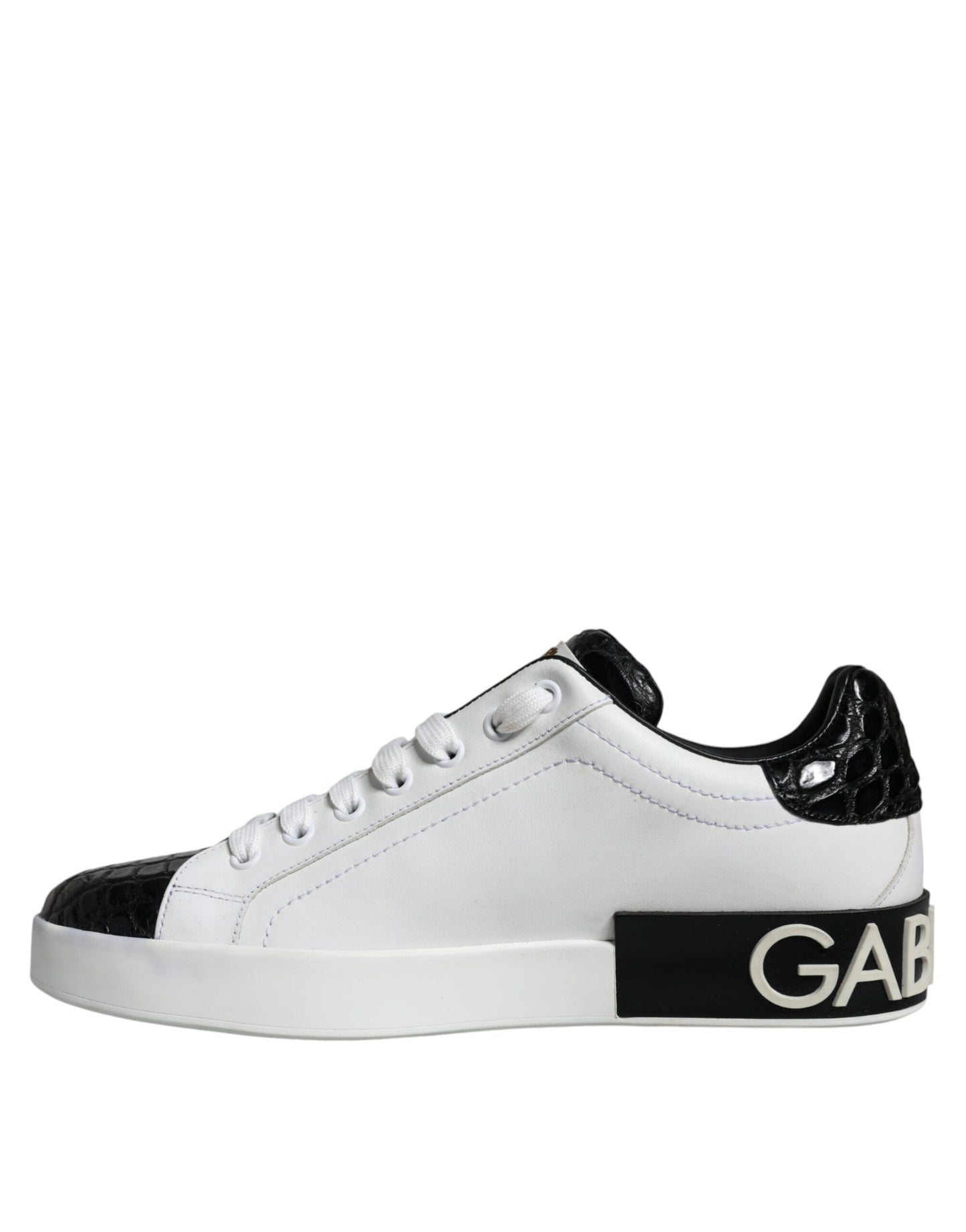 Dolce & Gabbana Black Leather Logo Portofino Sneaker Shoes EU39 / US6