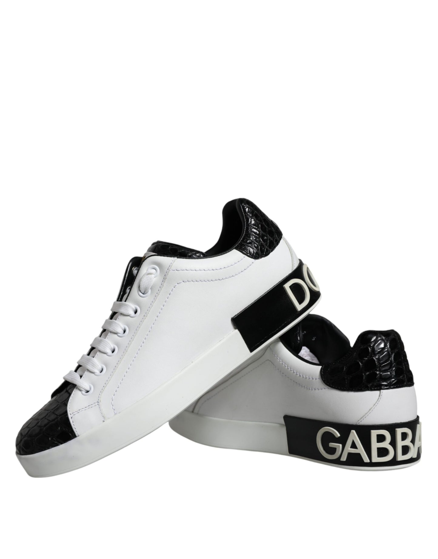 Dolce & Gabbana Black Leather Logo Portofino Sneaker Shoes EU39 / US6