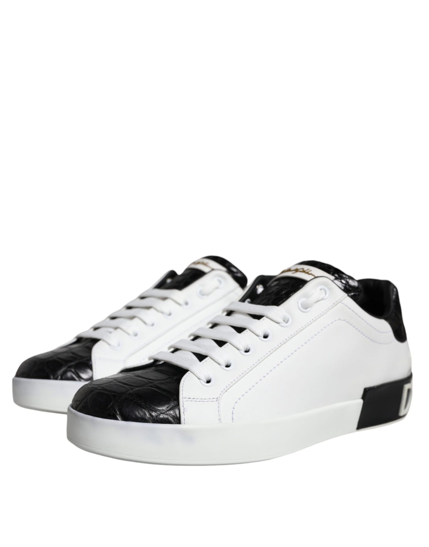 Dolce & Gabbana Black Leather Logo Portofino Sneaker Shoes EU40 / US7