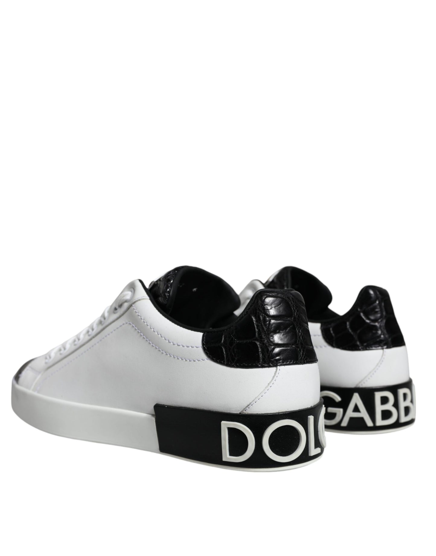 Dolce & Gabbana Black Leather Logo Portofino Sneaker Shoes EU40 / US7