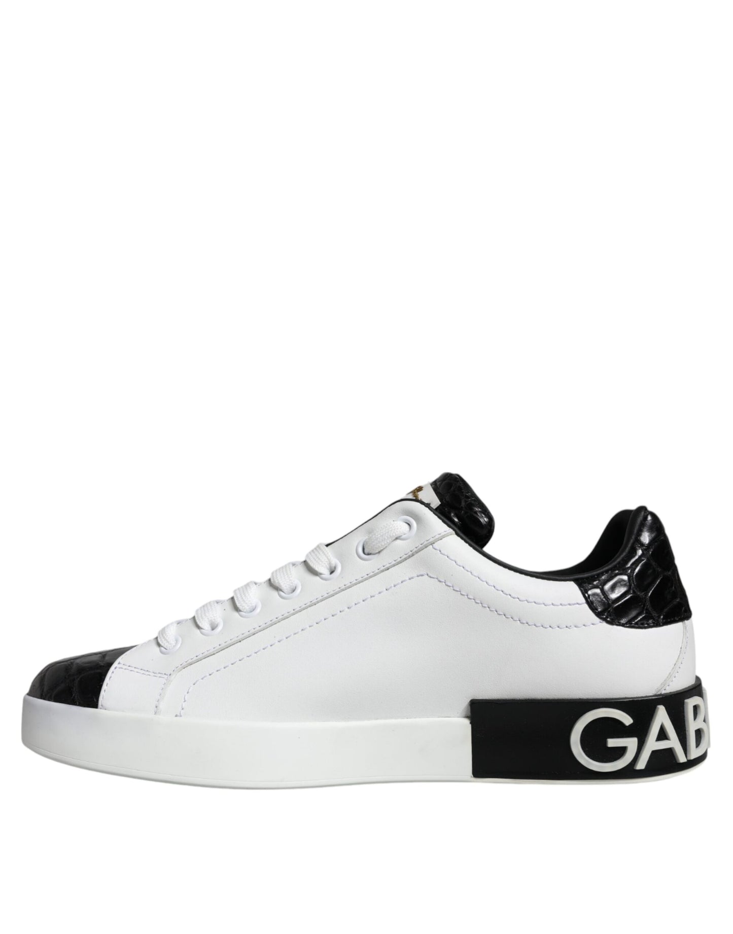 Dolce & Gabbana Black Leather Logo Portofino Sneaker Shoes EU40 / US7