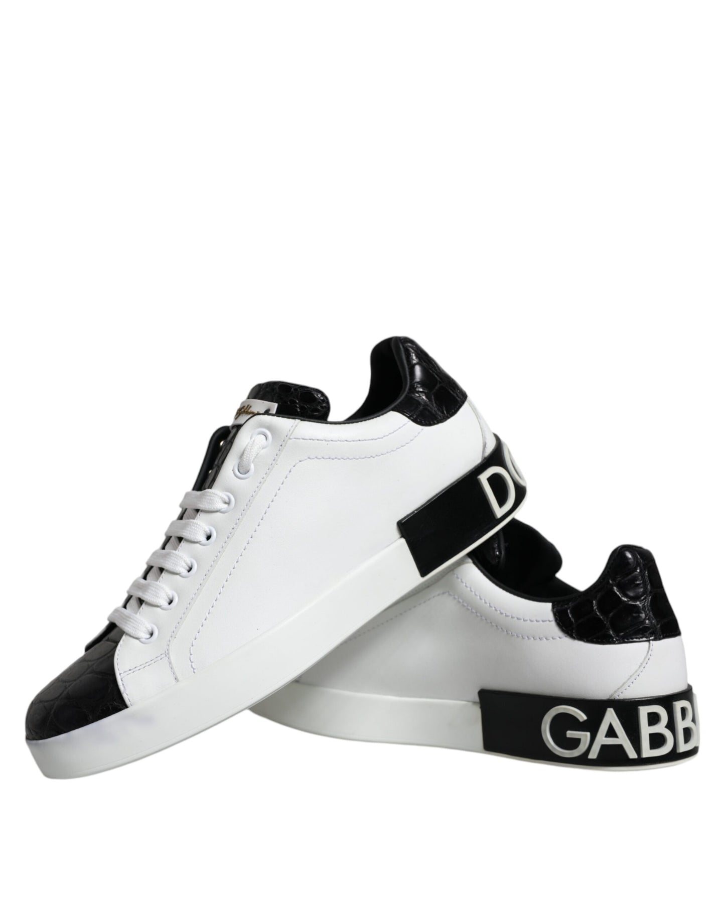 Dolce & Gabbana Black Leather Logo Portofino Sneaker Shoes EU40 / US7