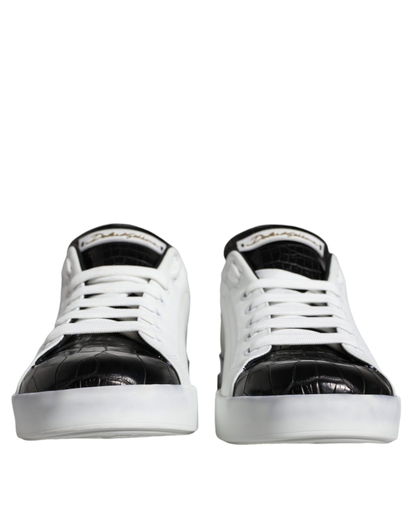 Dolce & Gabbana Black Leather Logo Portofino Sneaker Shoes EU40 / US7