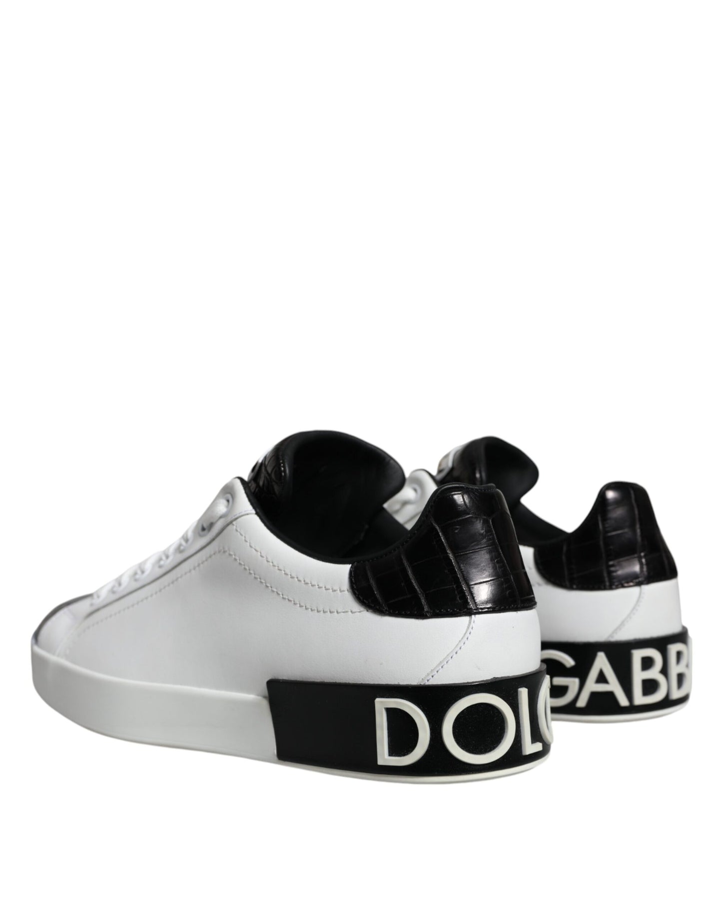 Dolce & Gabbana Black Leather Logo Portofino Sneaker Shoes EU40 / US7