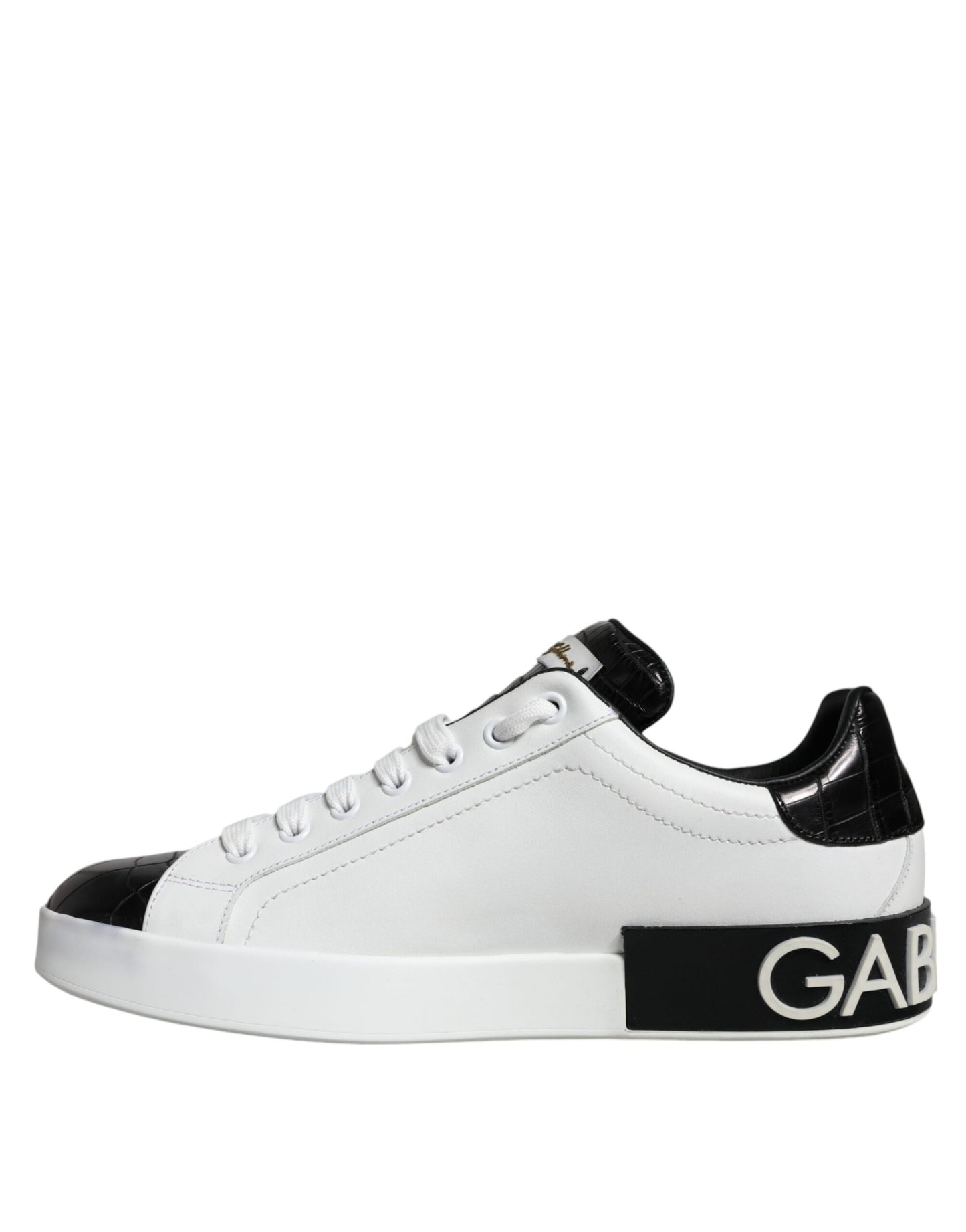 Dolce & Gabbana Black Leather Logo Portofino Sneaker Shoes EU40 / US7