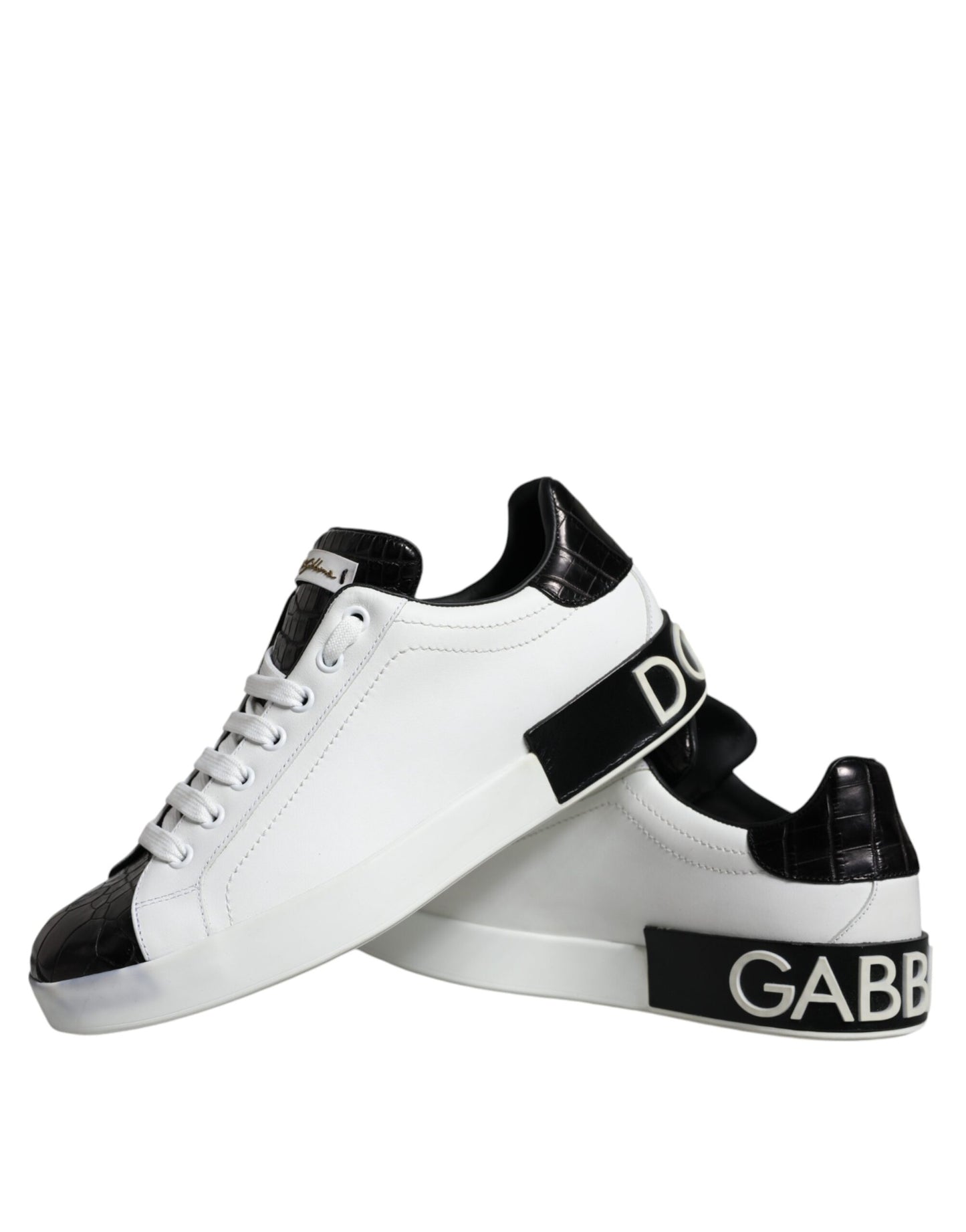 Dolce & Gabbana Black Leather Logo Portofino Sneaker Shoes EU40 / US7