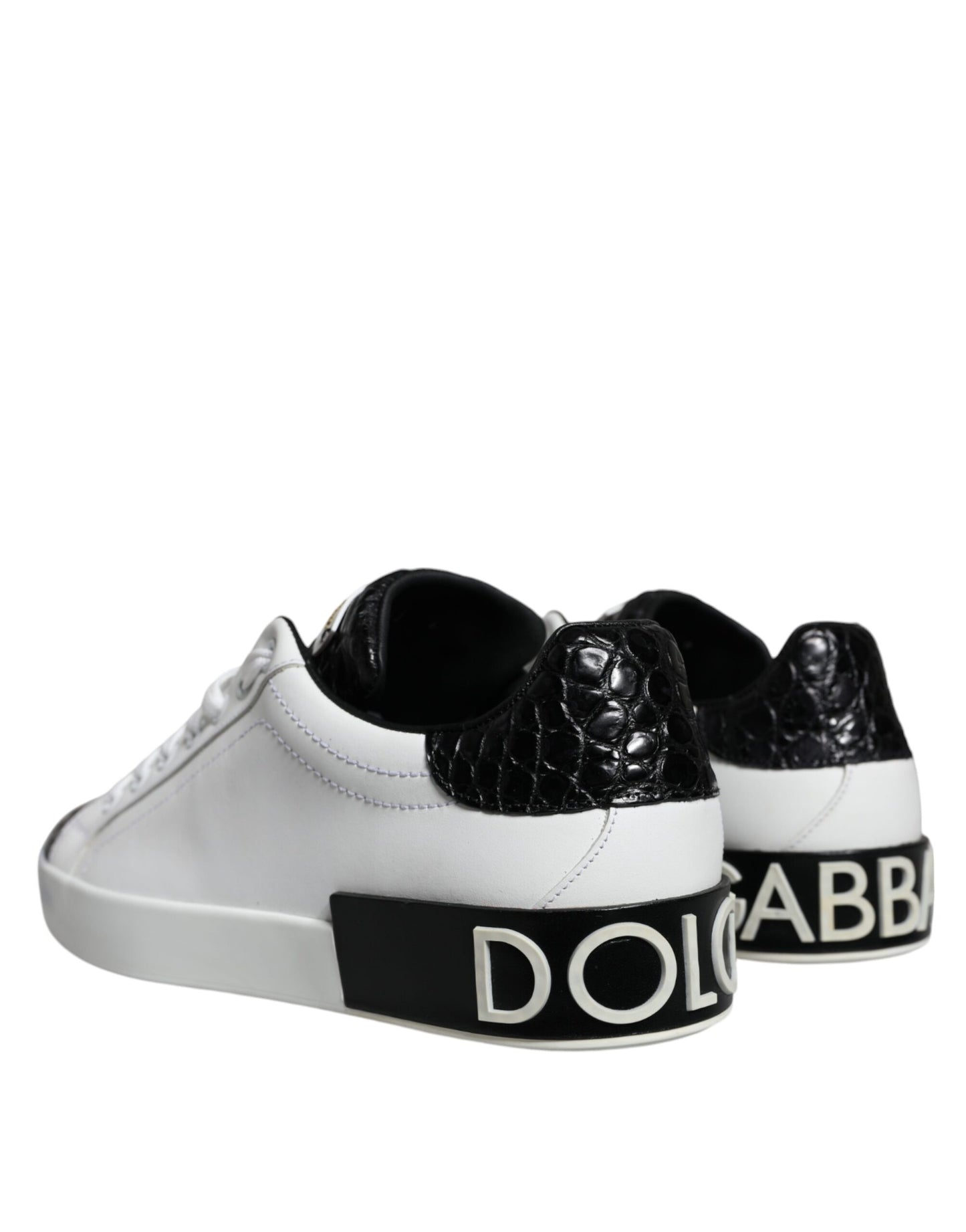 Dolce & Gabbana Black Leather Logo Portofino Sneaker Shoes EU40 / US7