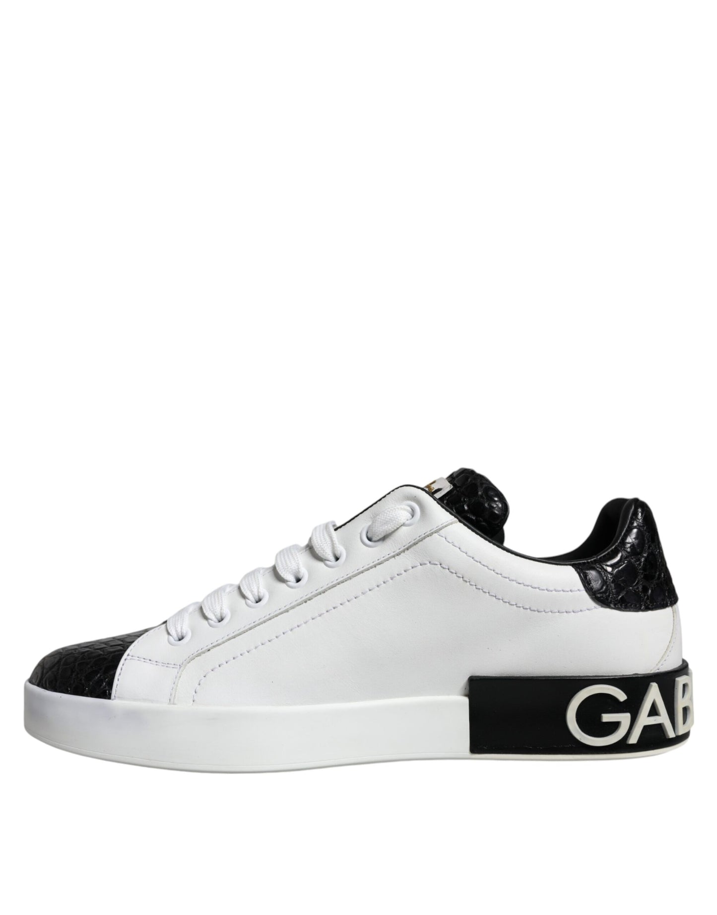 Dolce & Gabbana Black Leather Logo Portofino Sneaker Shoes EU40 / US7