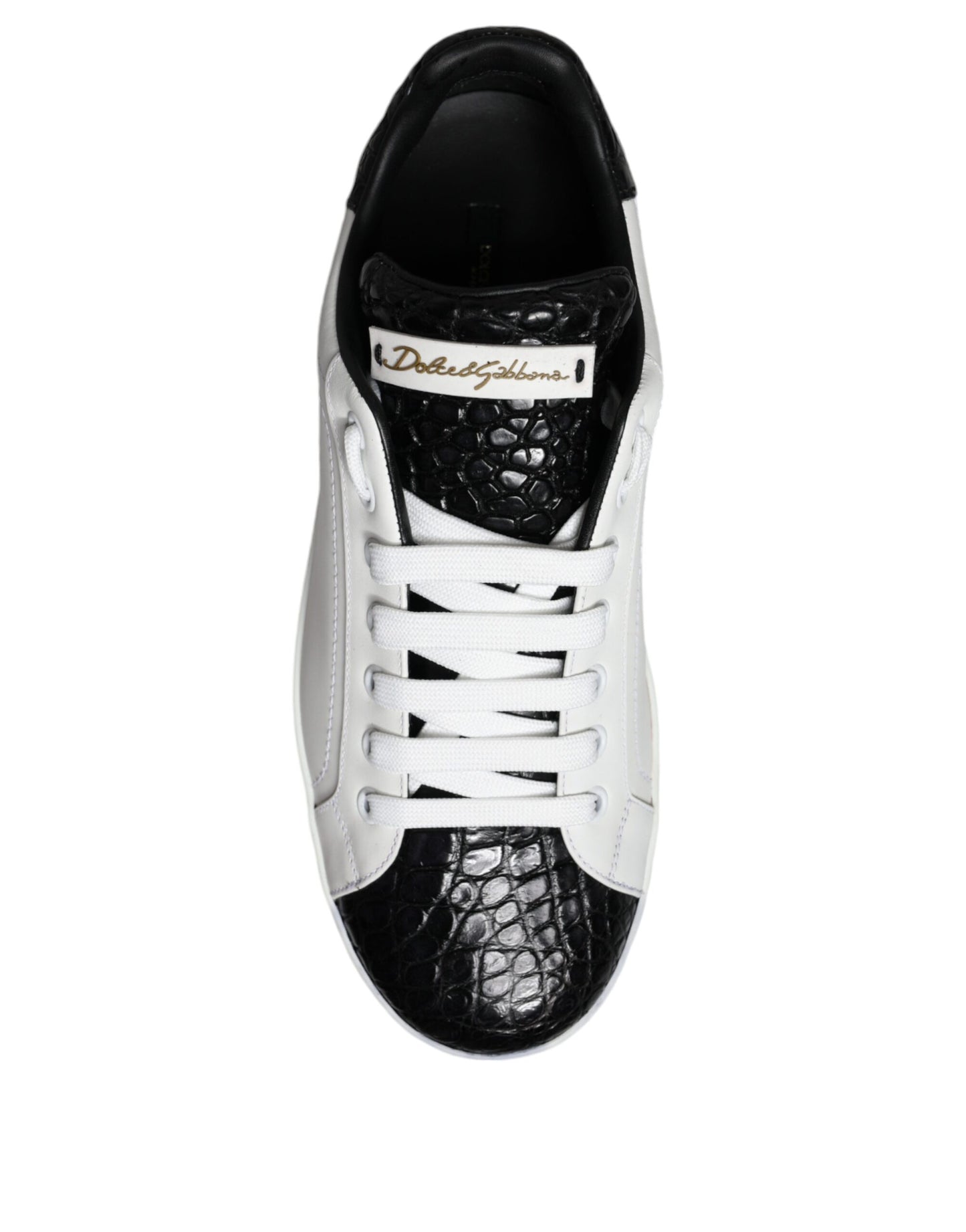 Dolce & Gabbana Black Leather Logo Portofino Sneaker Shoes EU40 / US7