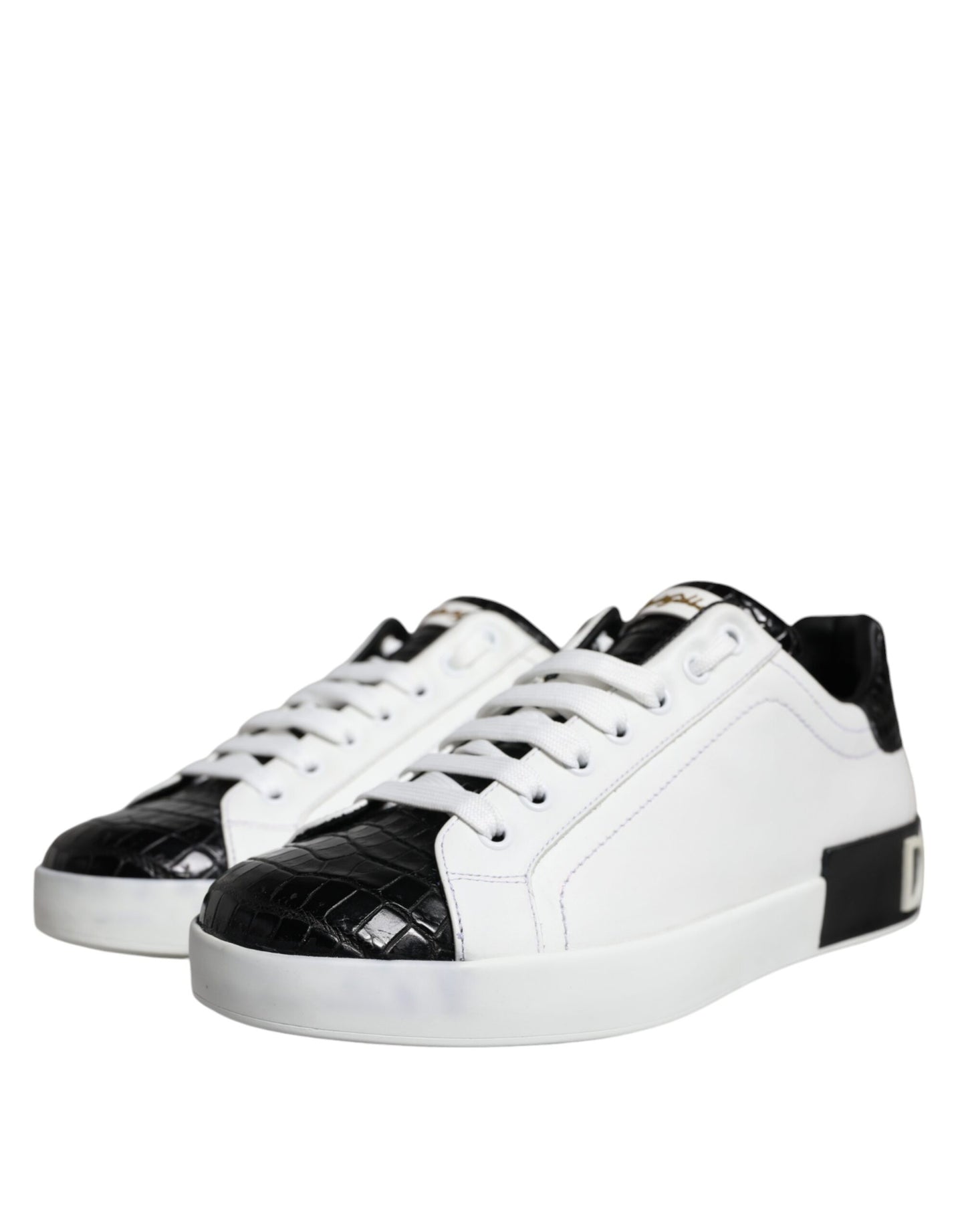 Dolce & Gabbana Black Leather Logo Portofino Sneaker Shoes EU38 / US5