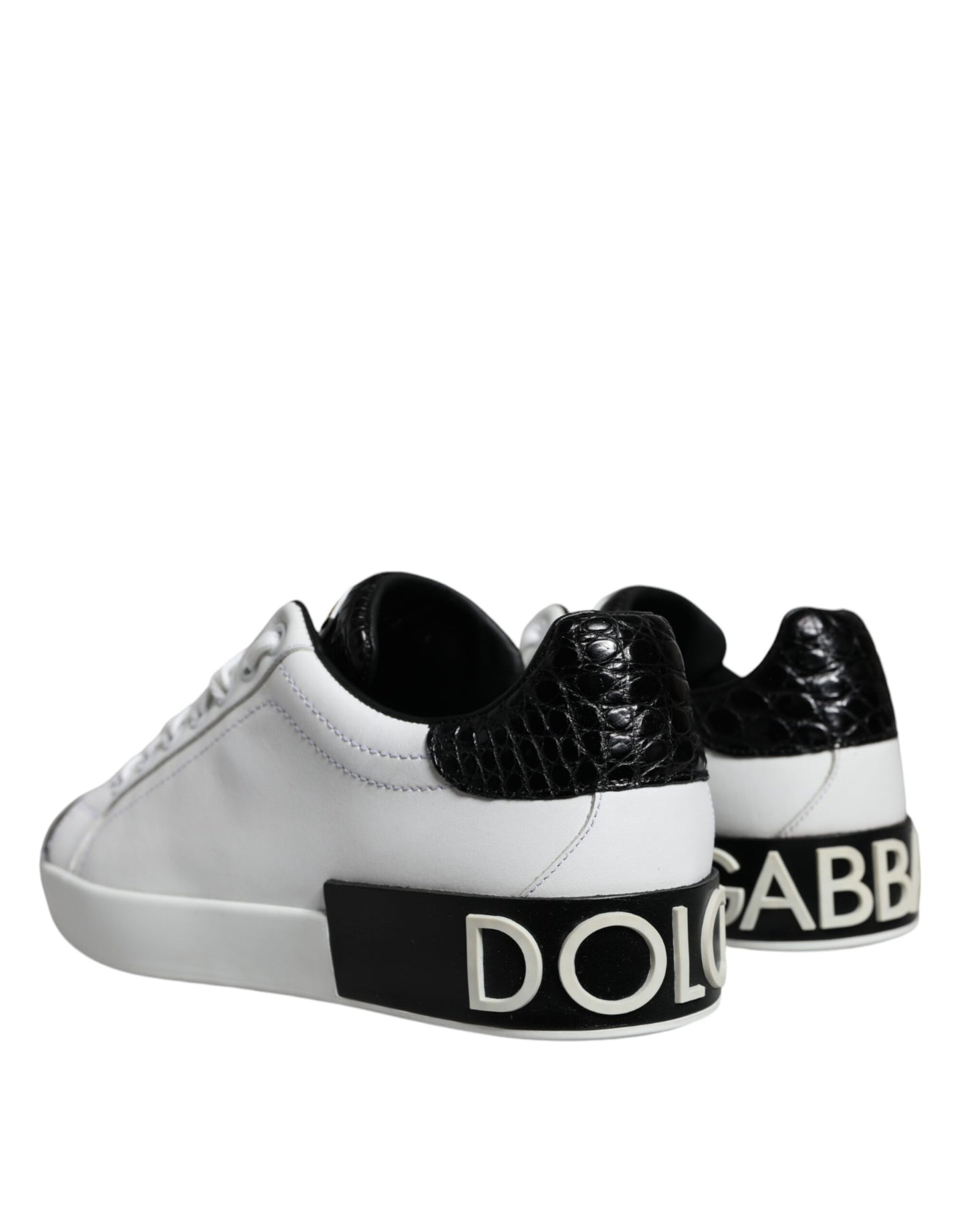 Dolce & Gabbana Black Leather Logo Portofino Sneaker Shoes EU38 / US5