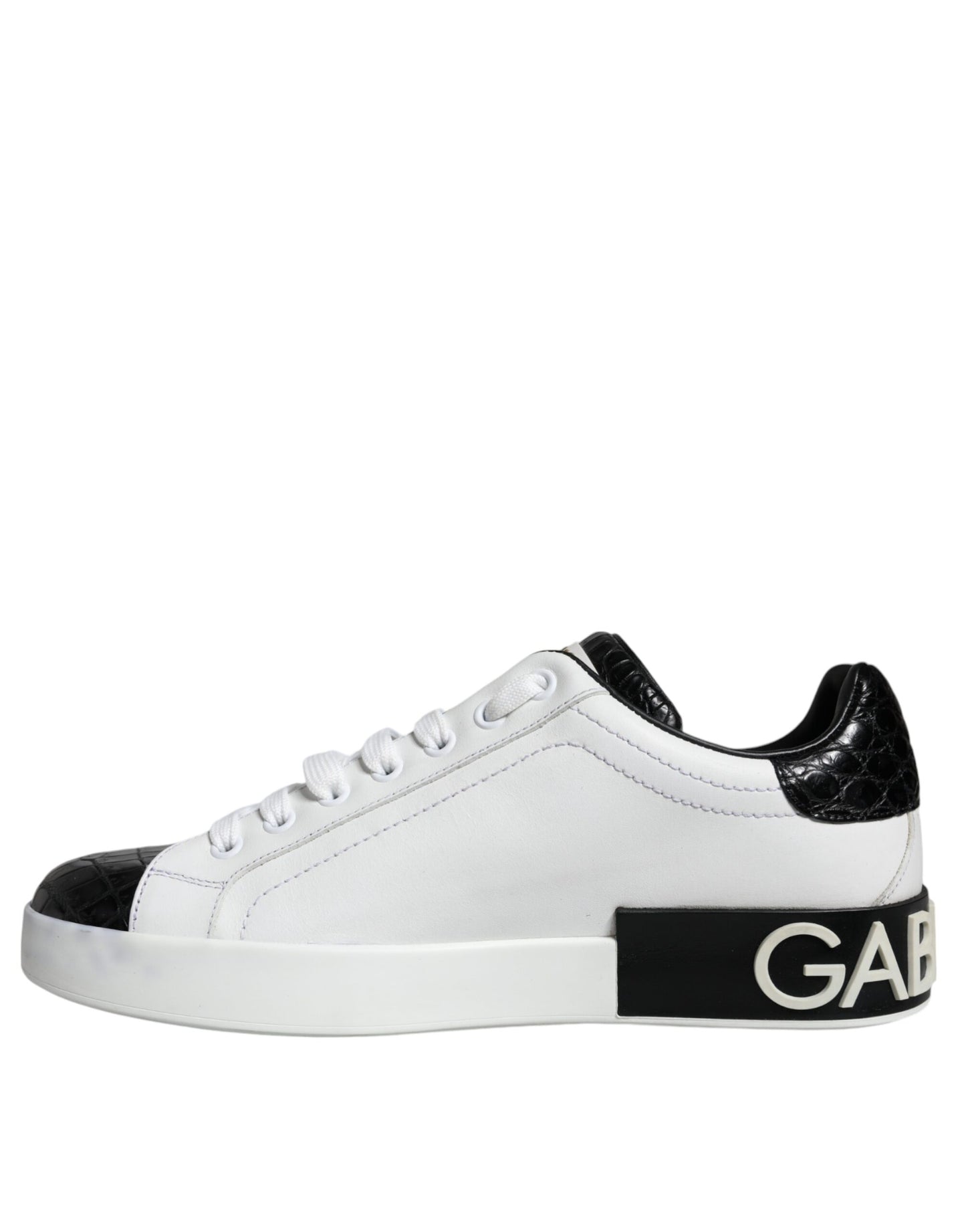 Dolce & Gabbana Black Leather Logo Portofino Sneaker Shoes EU38 / US5