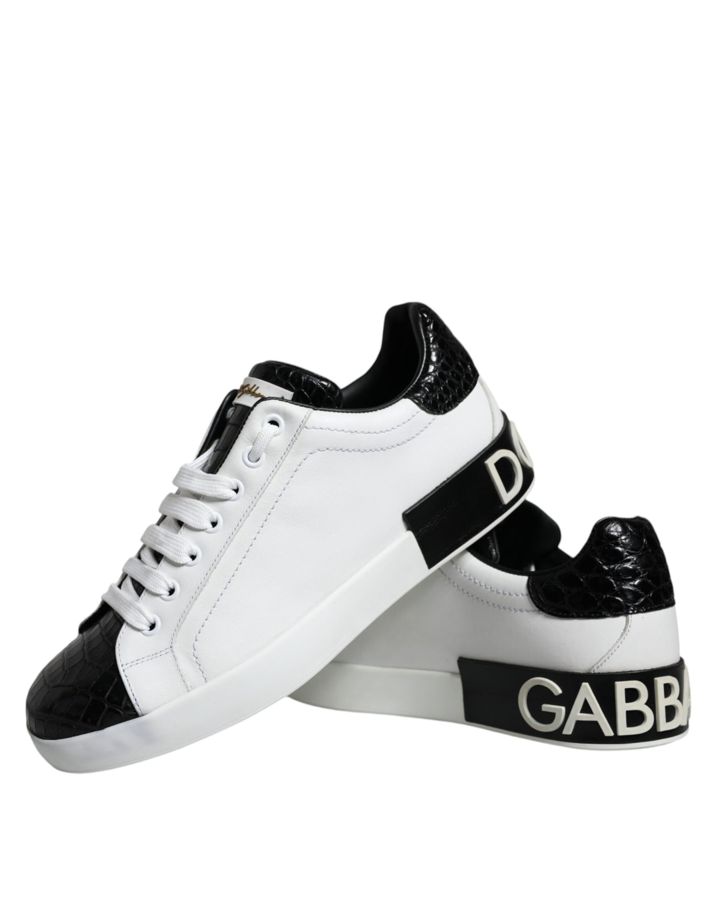 Dolce & Gabbana Black Leather Logo Portofino Sneaker Shoes EU38 / US5