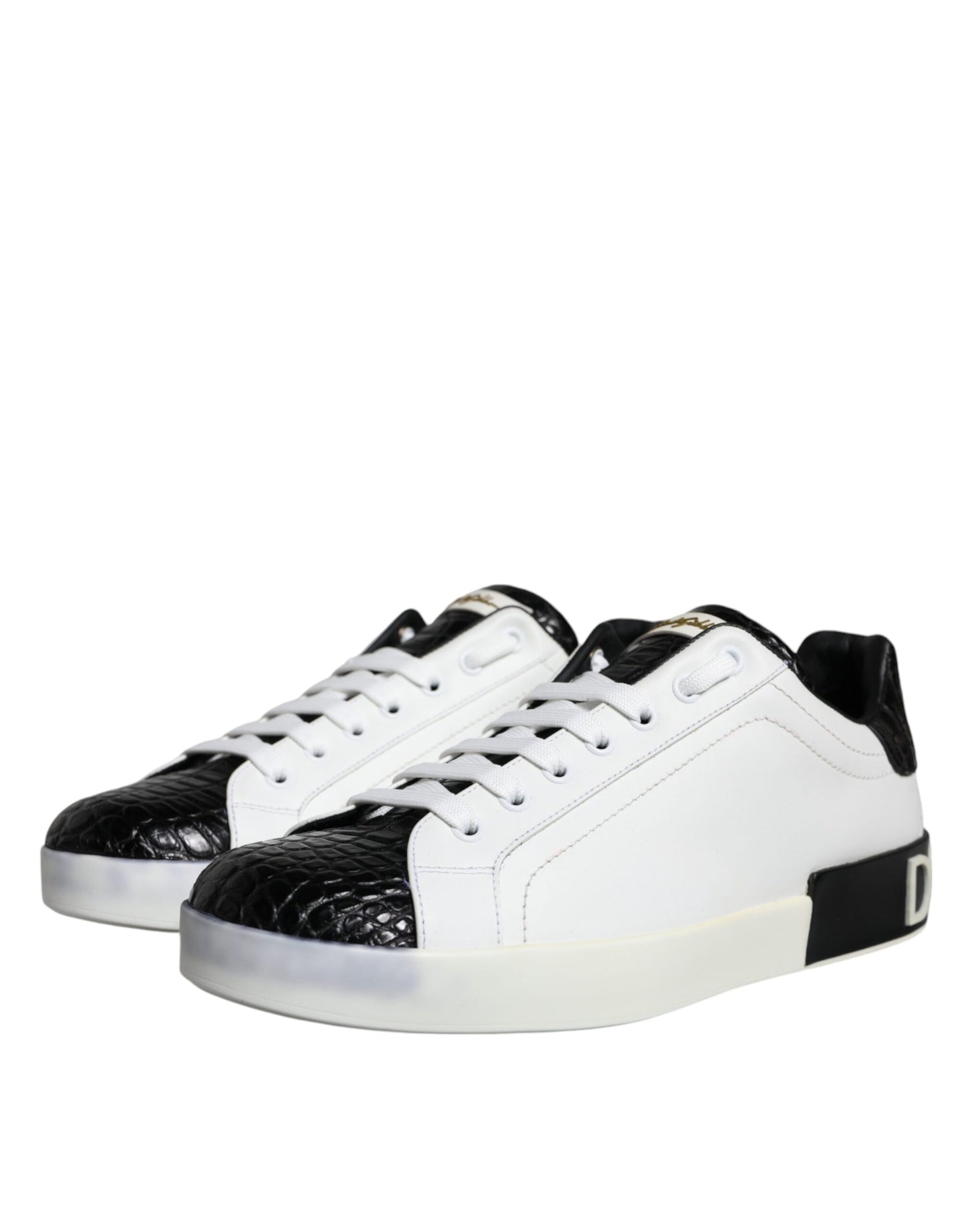 Dolce & Gabbana Black Leather Logo Portofino Sneaker Shoes EU41 / US8