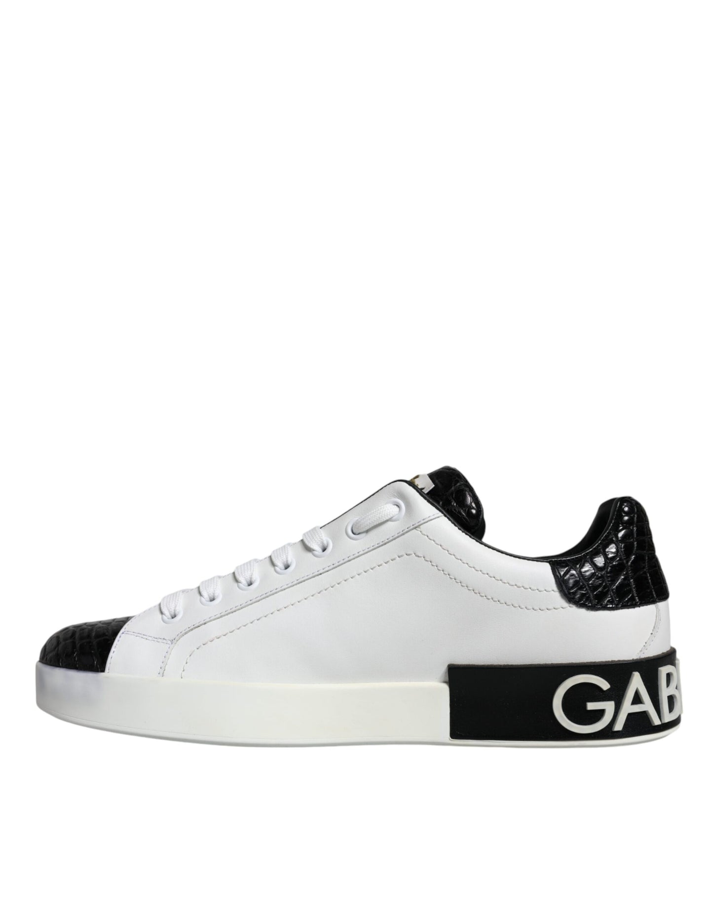 Dolce & Gabbana Black Leather Logo Portofino Sneaker Shoes EU41 / US8