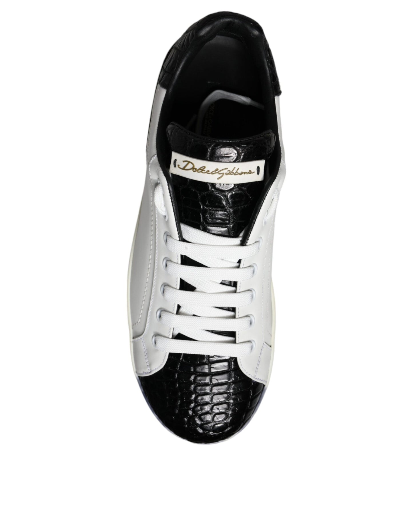 Dolce & Gabbana Black Leather Logo Portofino Sneaker Shoes EU41 / US8