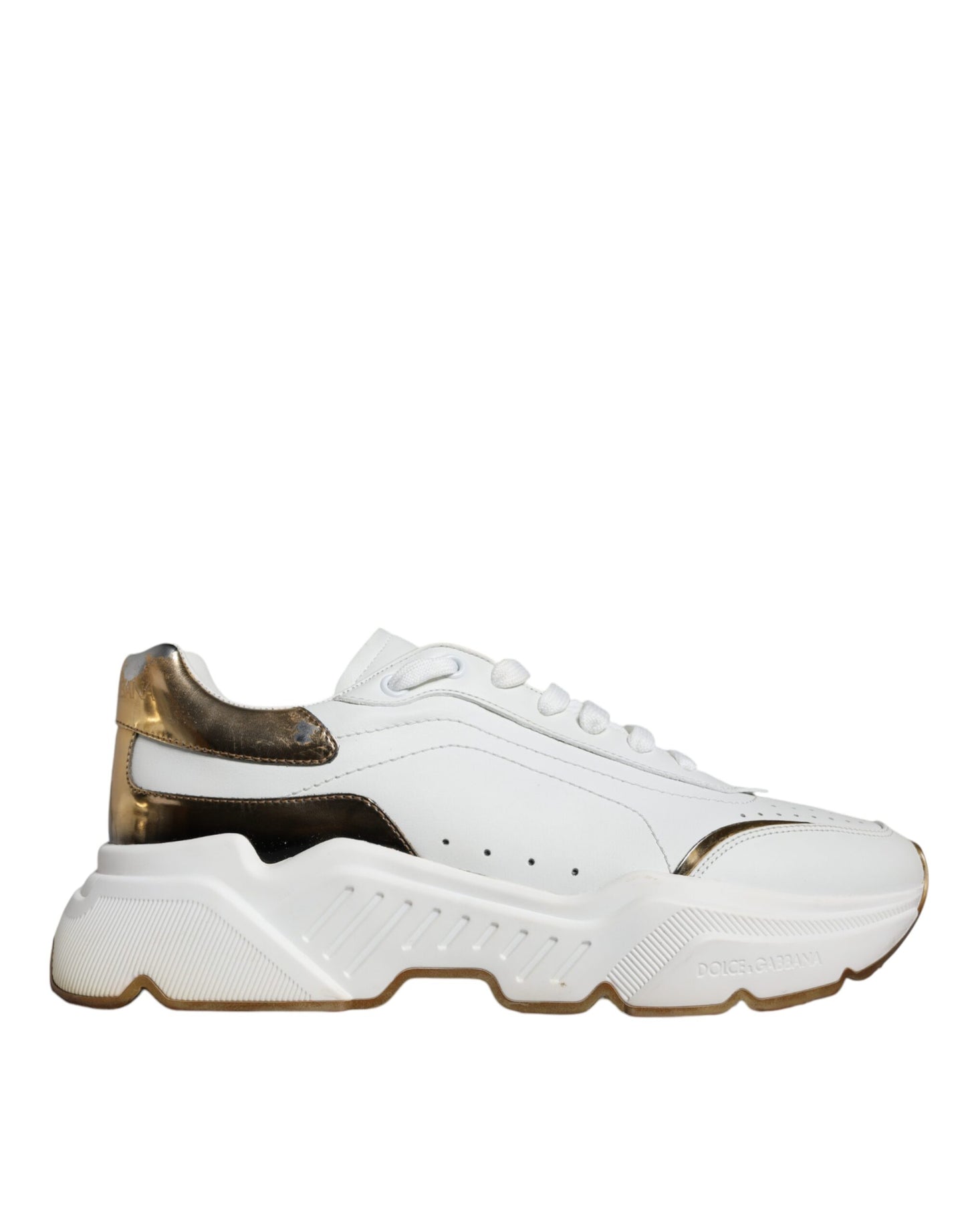 Dolce & Gabbana White Gold DAYMASTER Leather Sneakers Shoes EU41.5 / US8.5