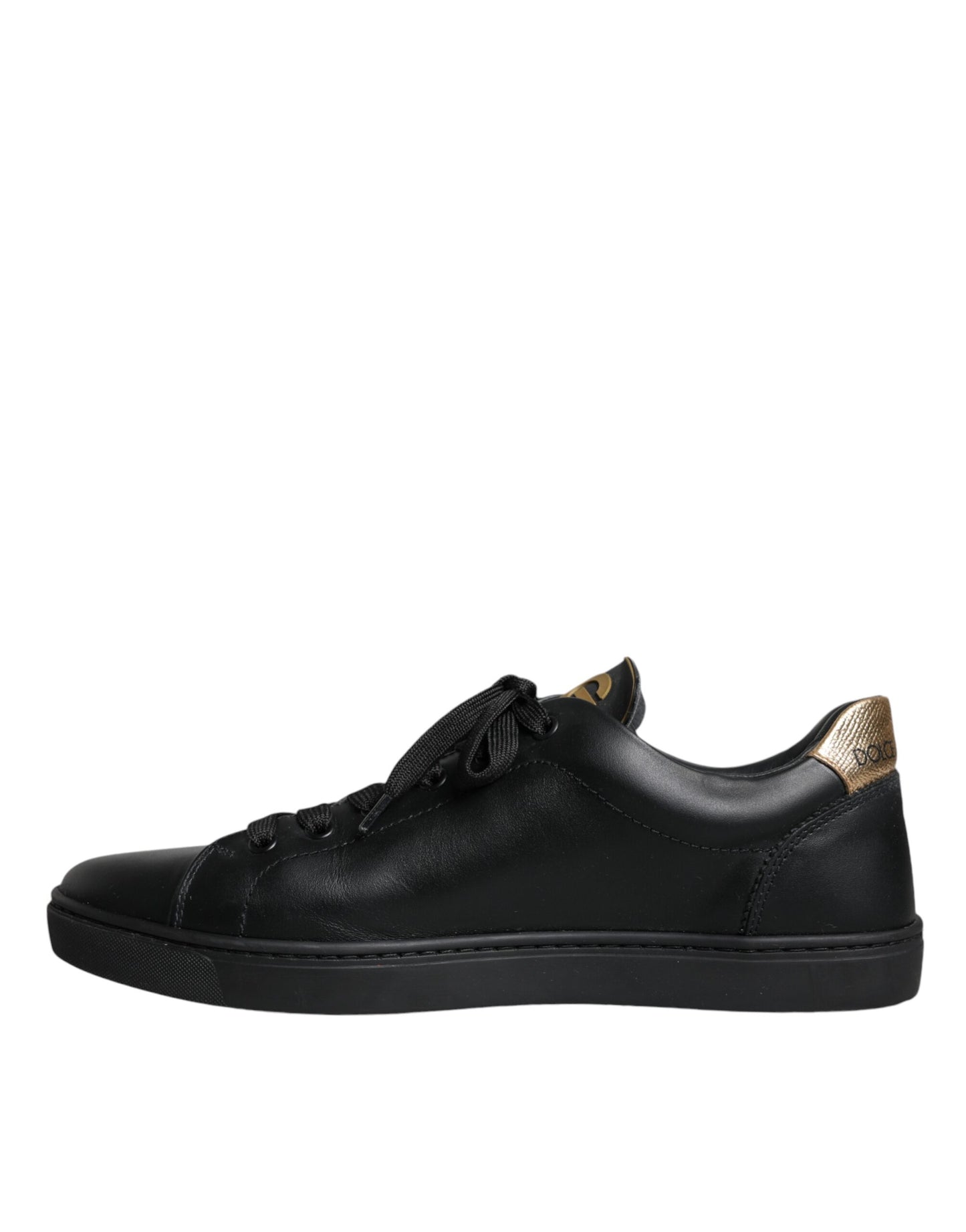 Dolce & Gabbana Black Leather Heart Low Top Casual Sneaker Shoes EU41 / US8