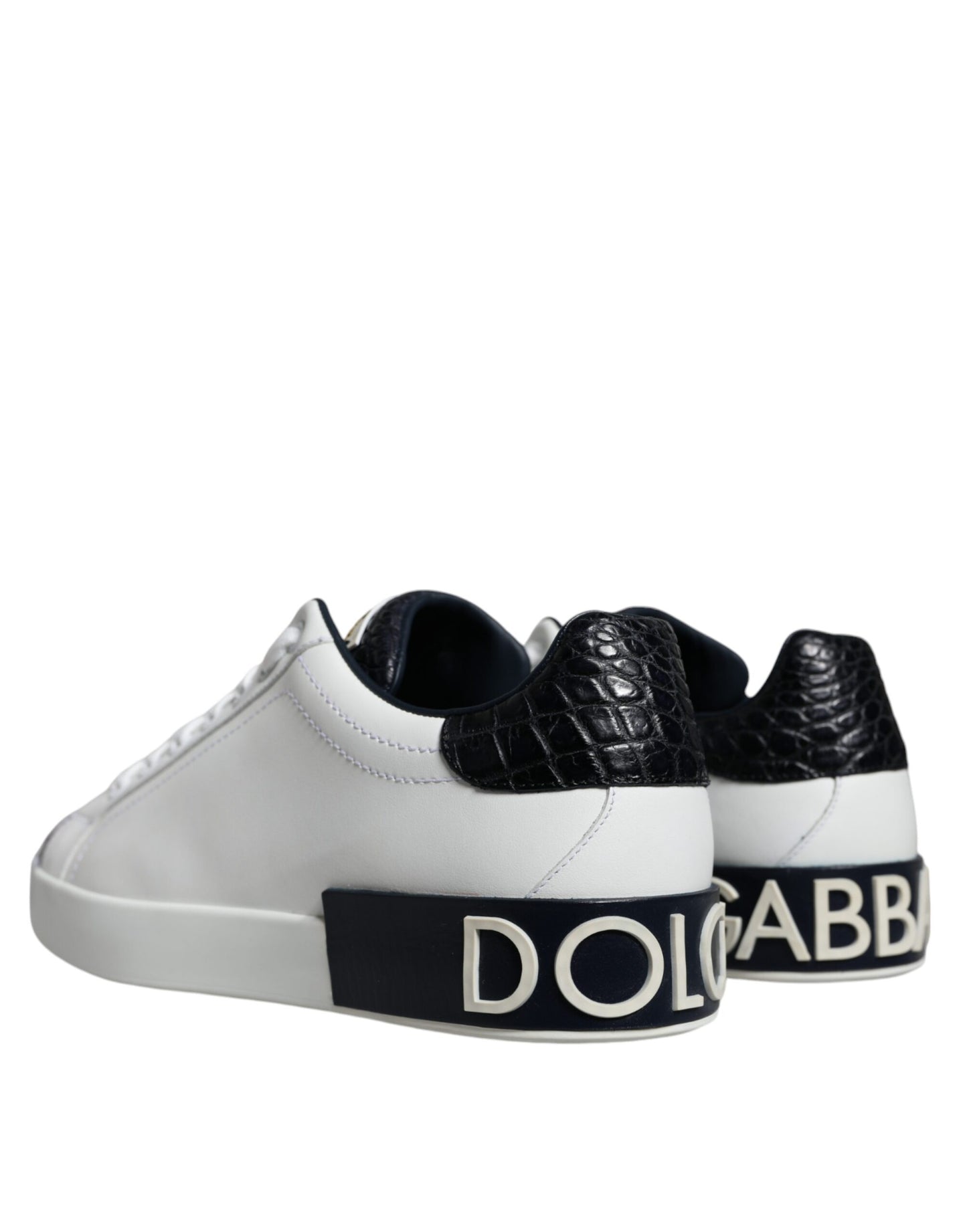 Dolce & Gabbana White Leather Logo Portofino Sneaker Shoes EU40.5 / US7.5